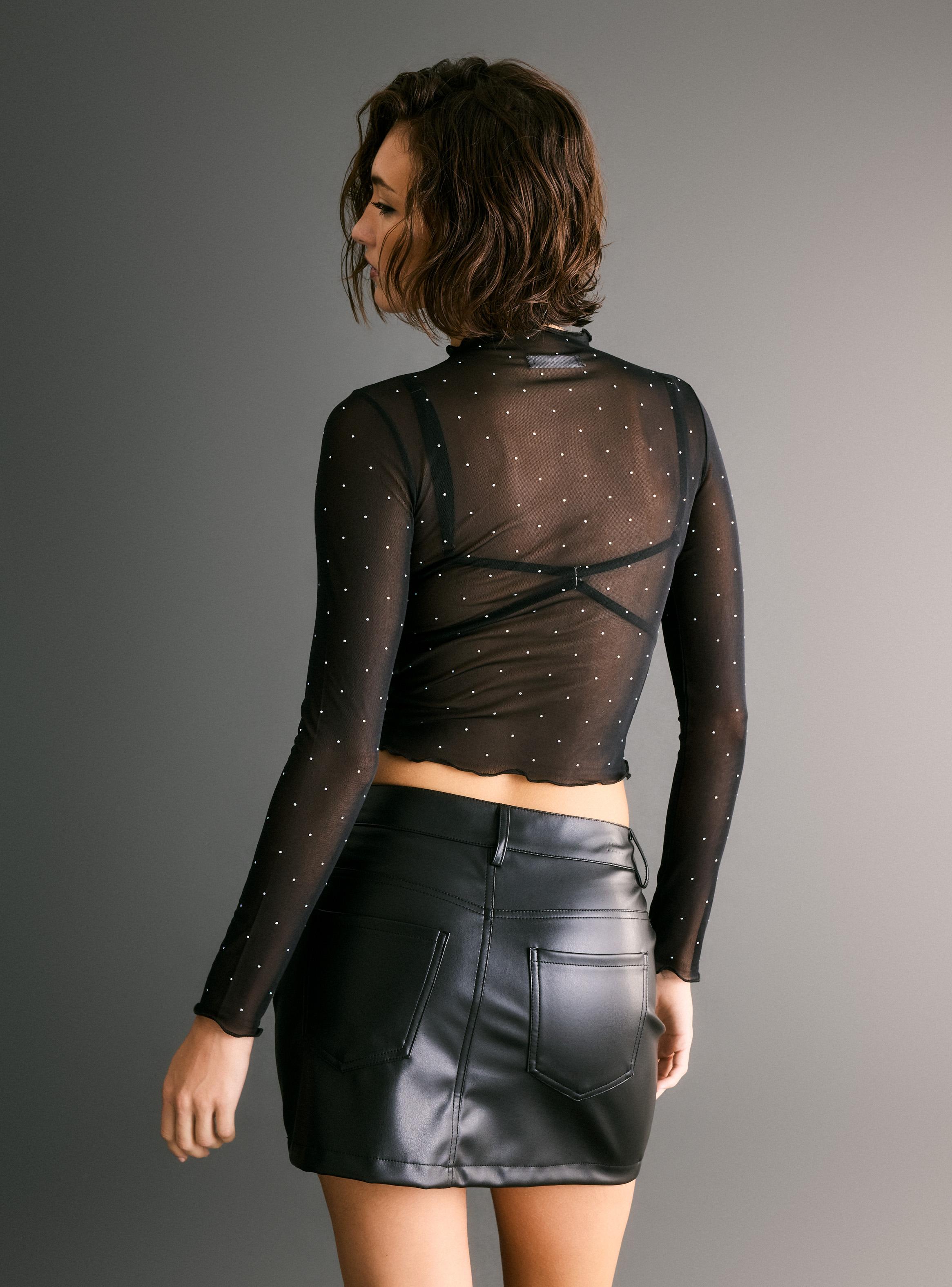 Falda Mini Efecto Piel-5