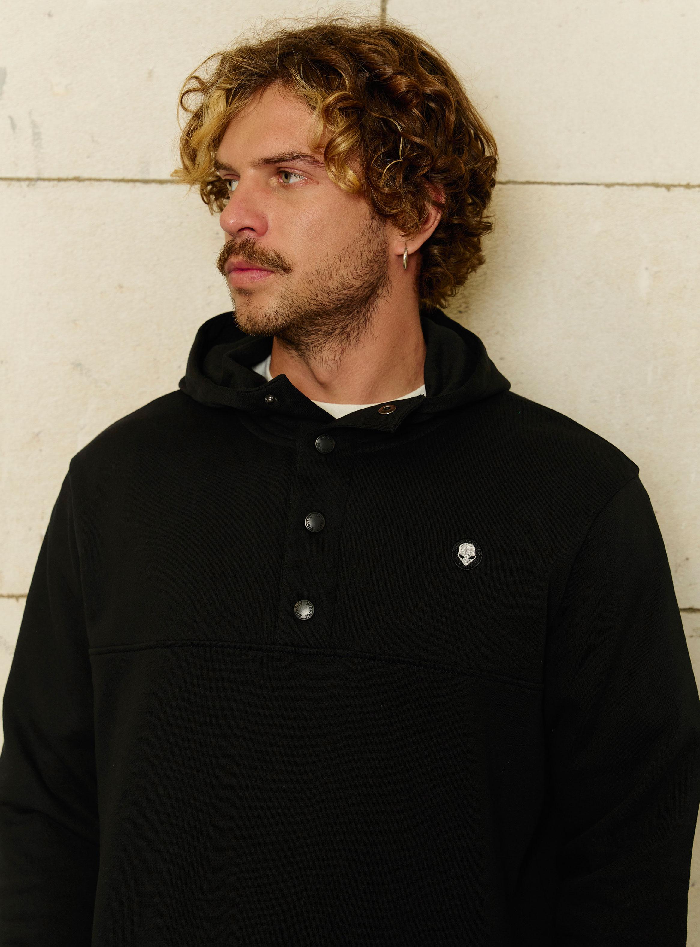 Polerón Hoodie Cuello Abotonado -2