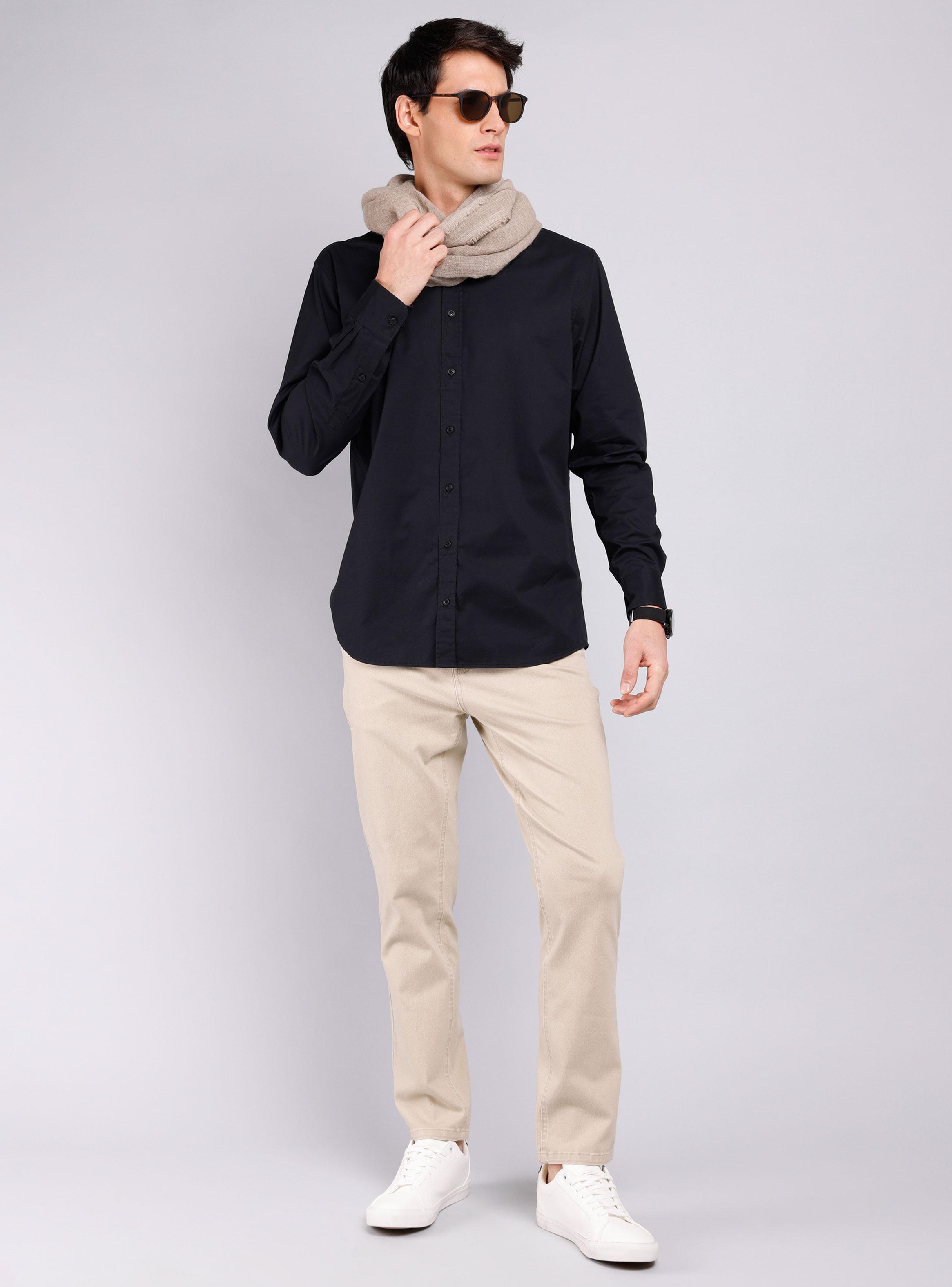 Camisa Casual  Manga Larga Lisa-5