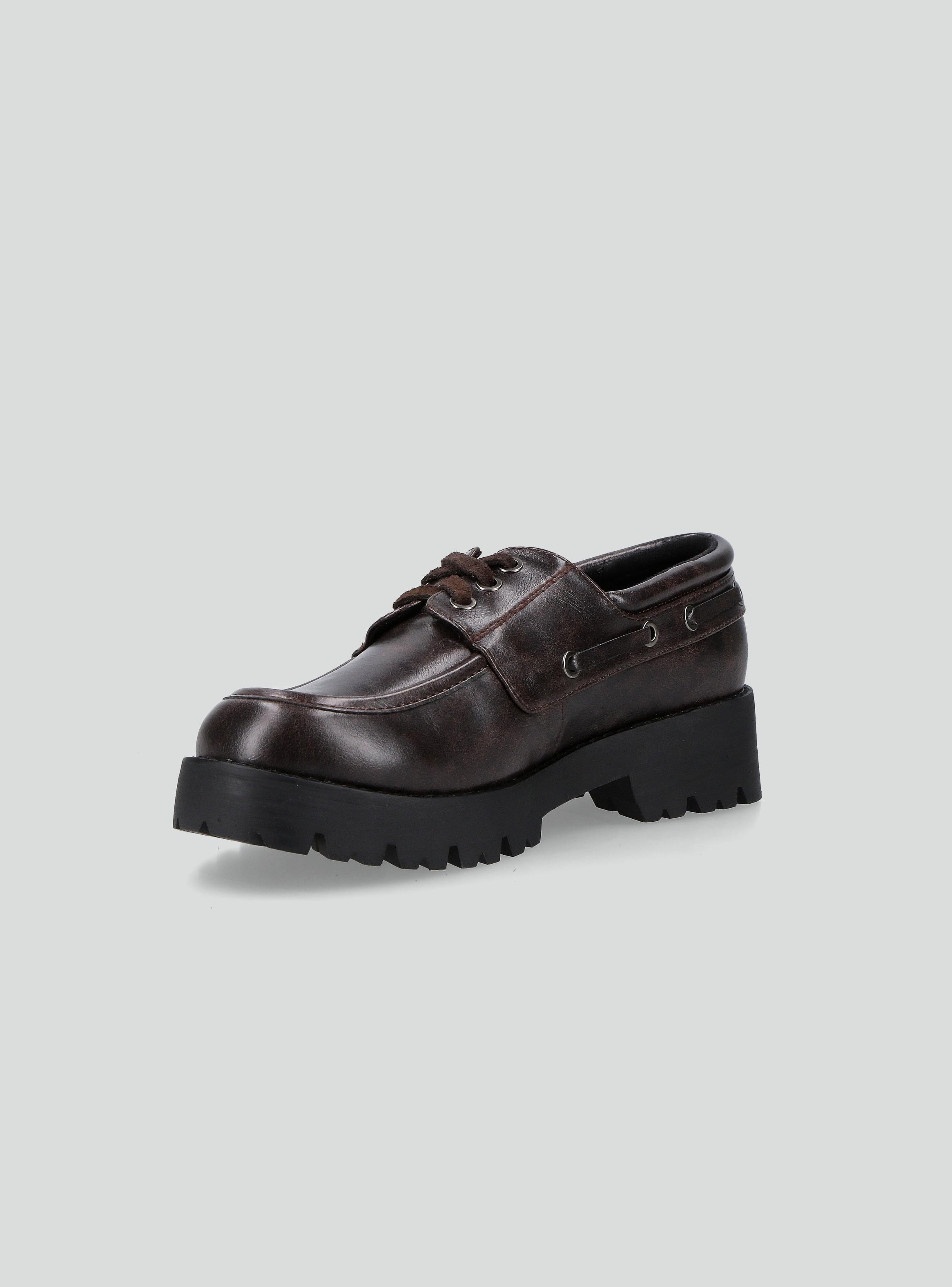 Zapato Casual Náutico Acordonado Efecto Gastado Mujer-2