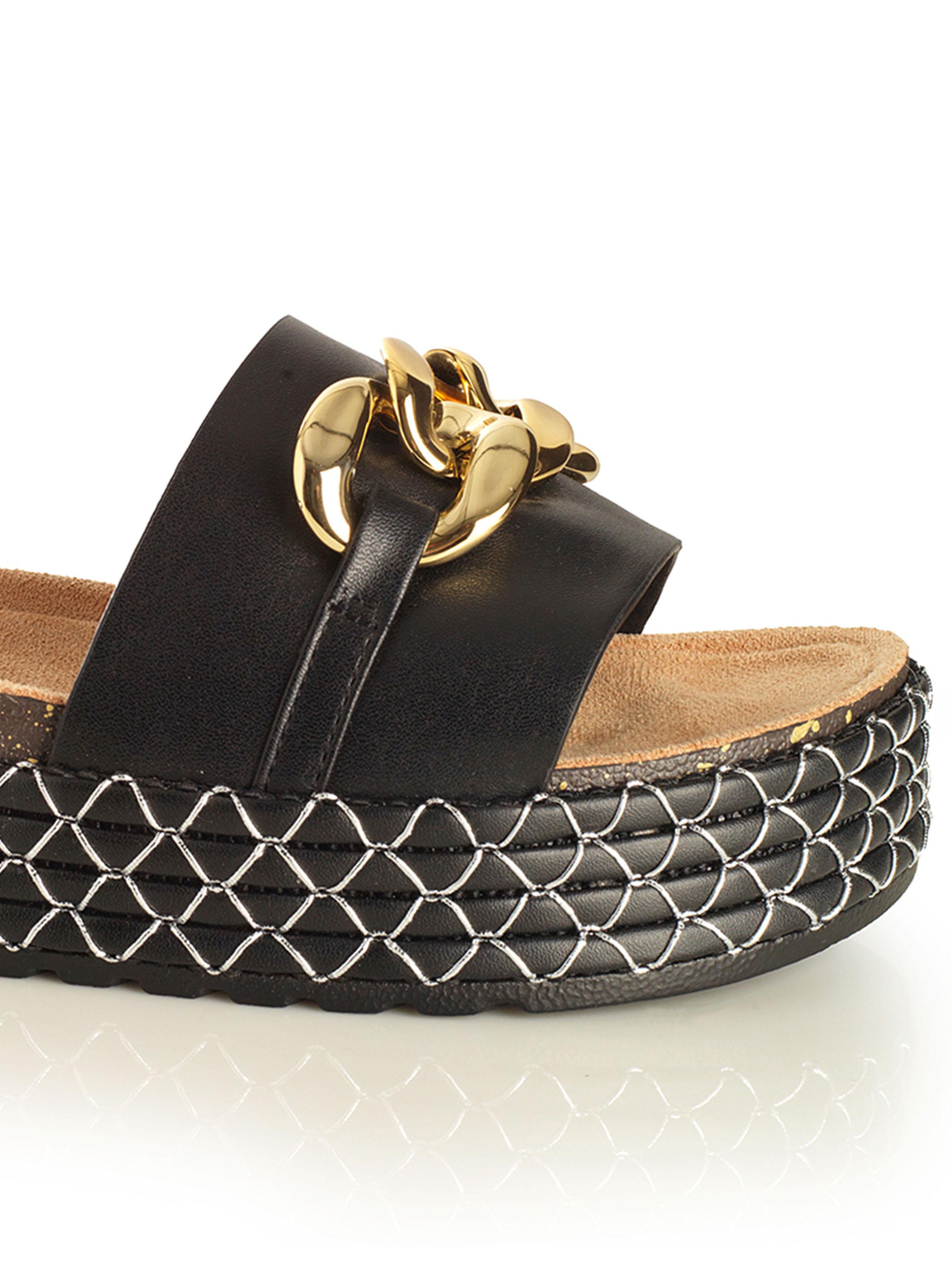 Sandalia Detalle de Cadena Dorada y Plataforma Mujer-4