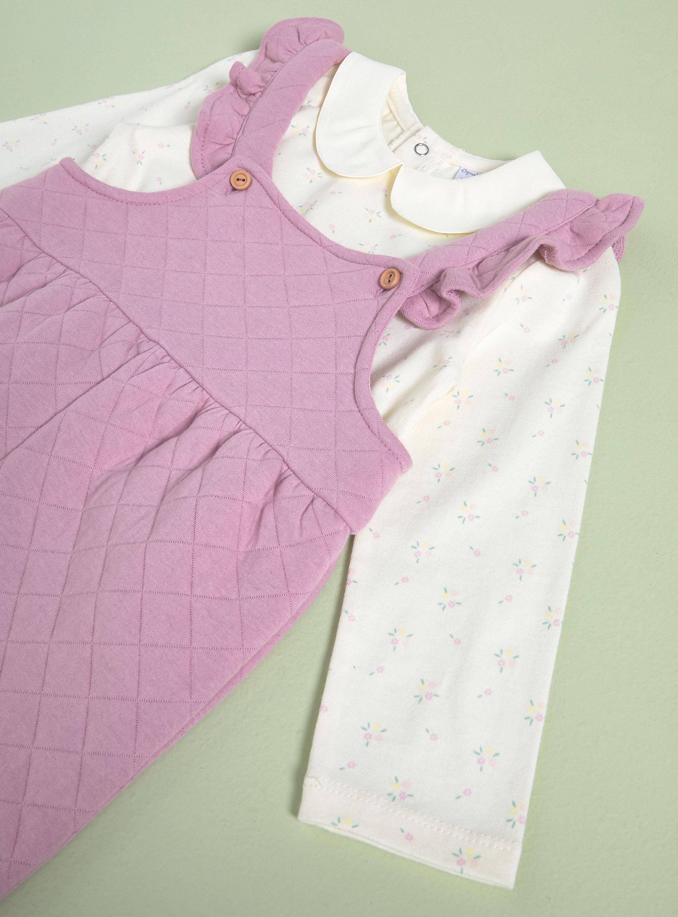 Conjunto  Polera y Jardinera Tipo Quilt Niña-2