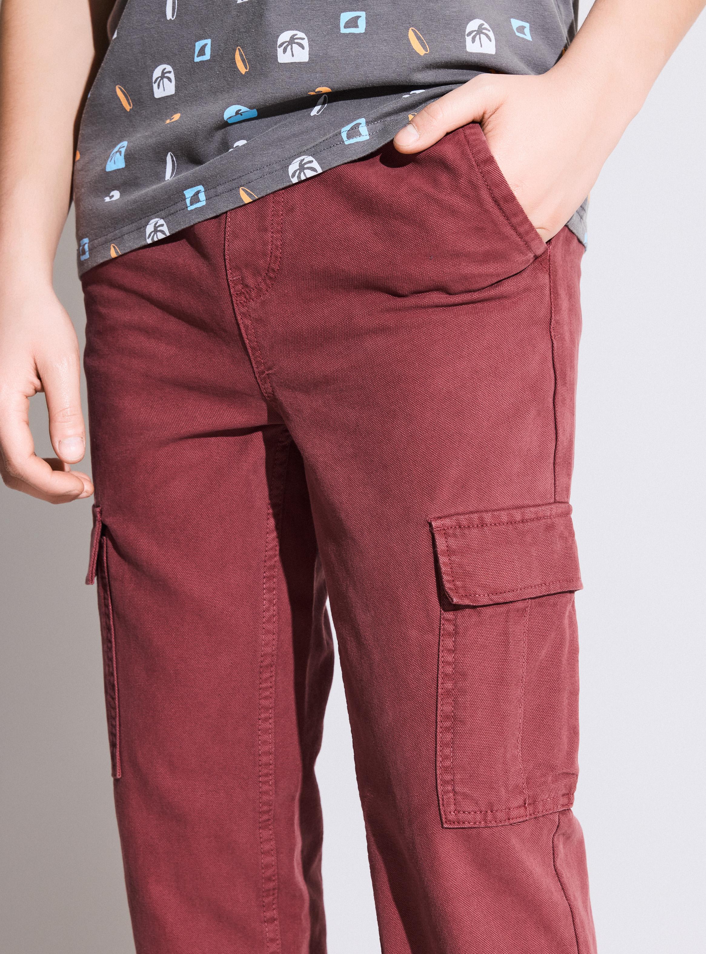 Pantalón Bolsillos Cargo con Cintura Elasticada-4