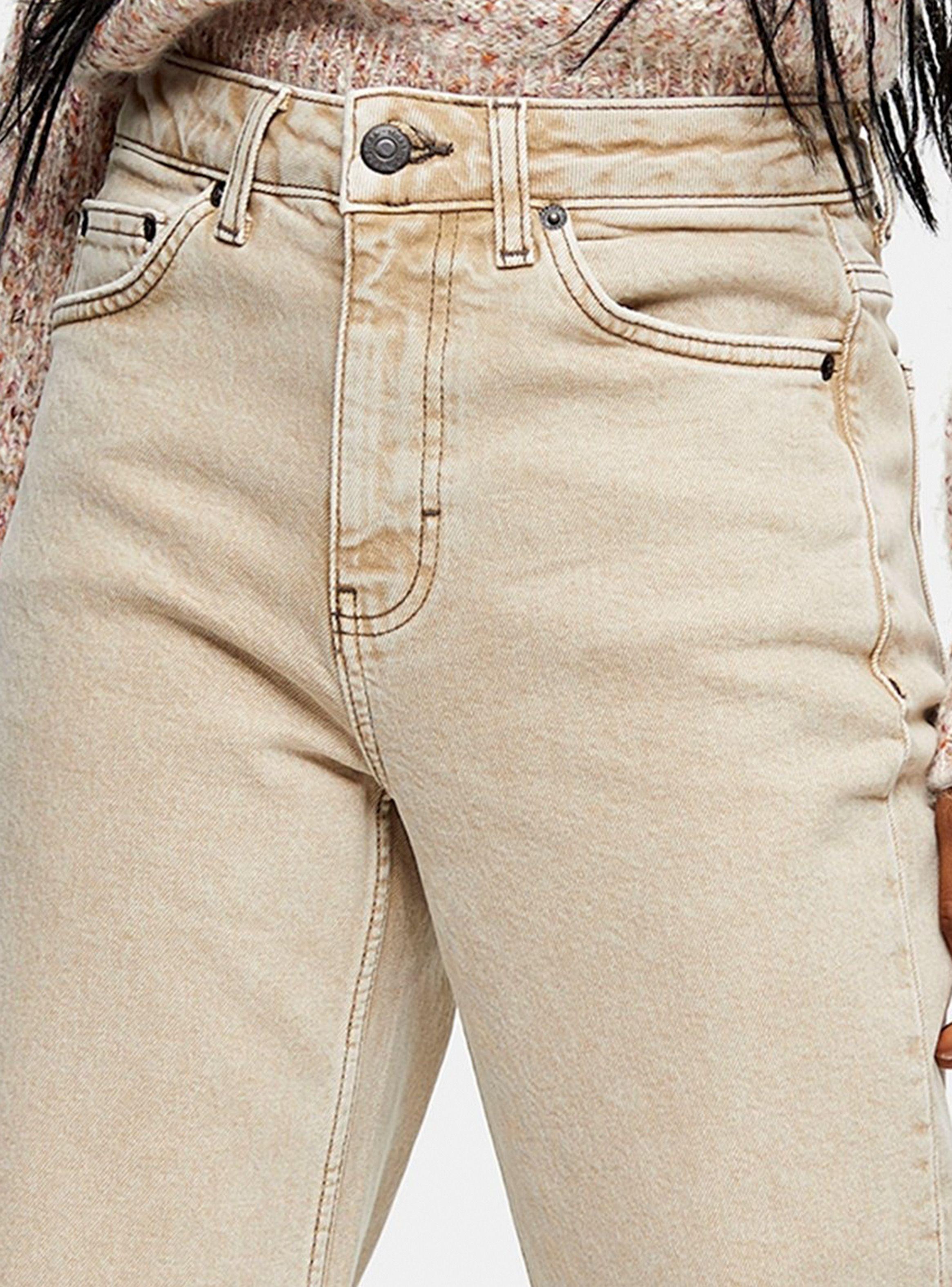 Jeans Straight Sand Raw Hem Largo 30 Topshop-1