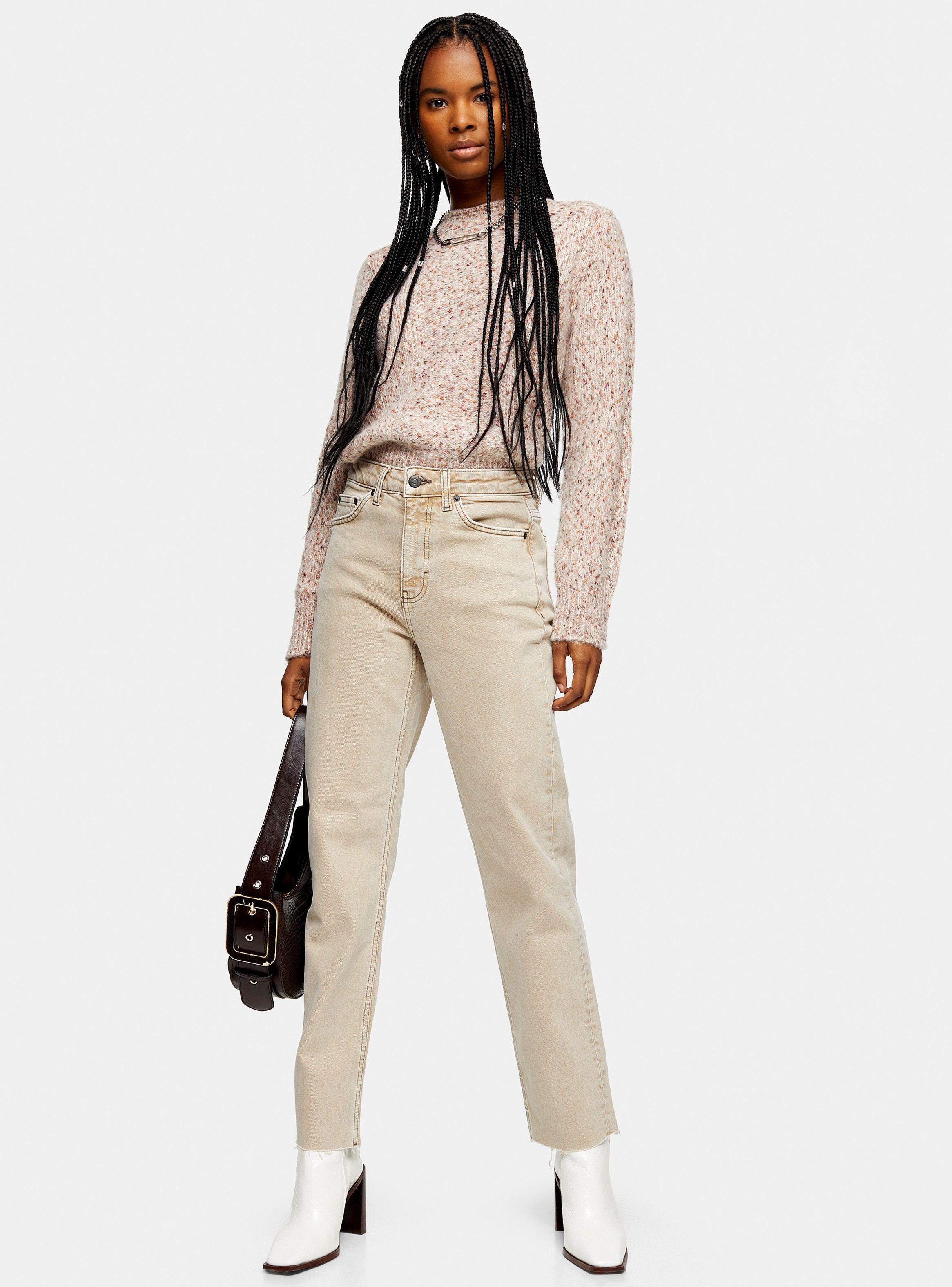 Jeans Straight Sand Raw Hem Largo 30 Topshop-2
