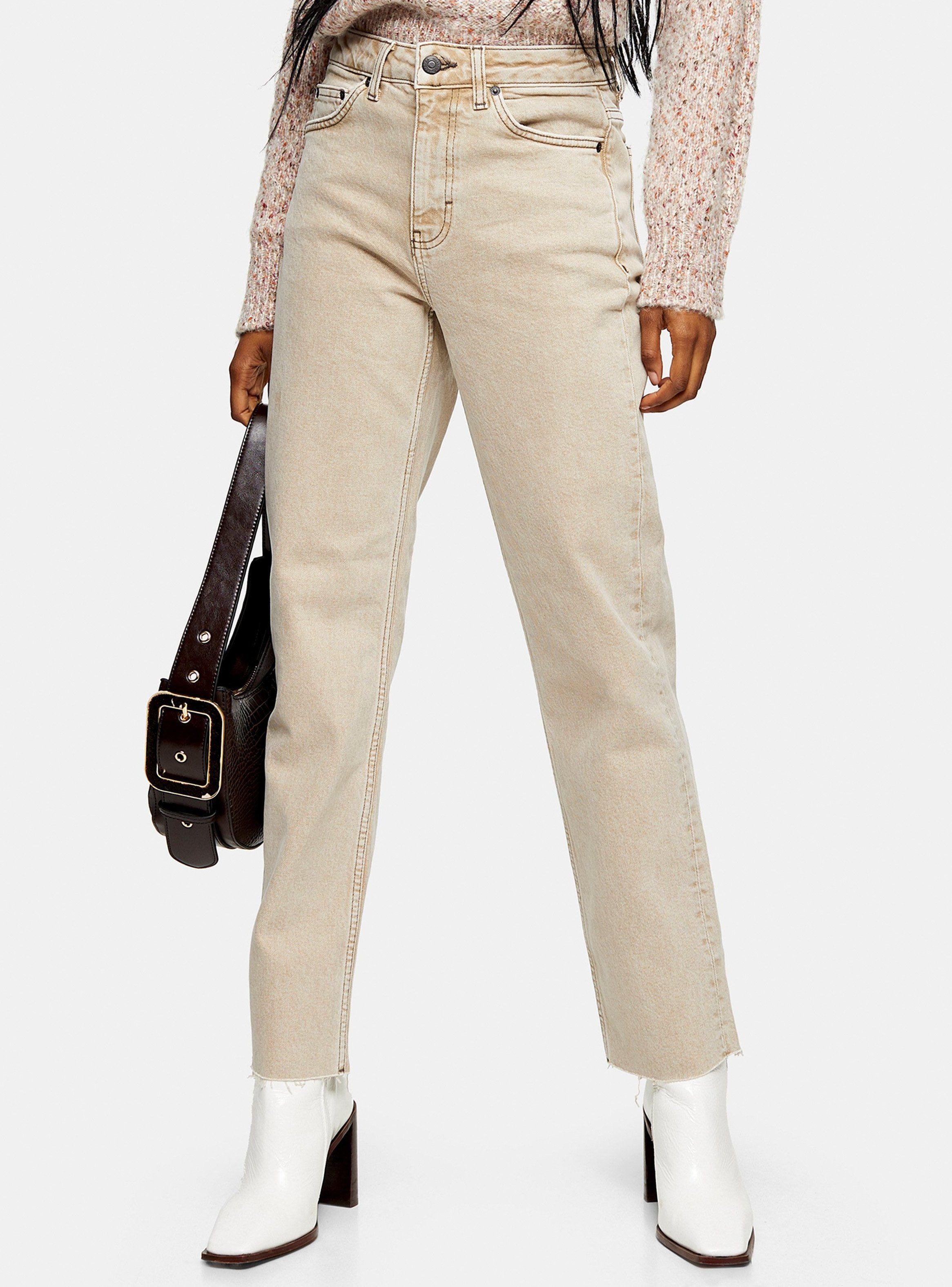 Jeans Straight Sand Raw Hem Largo 30 Topshop-0