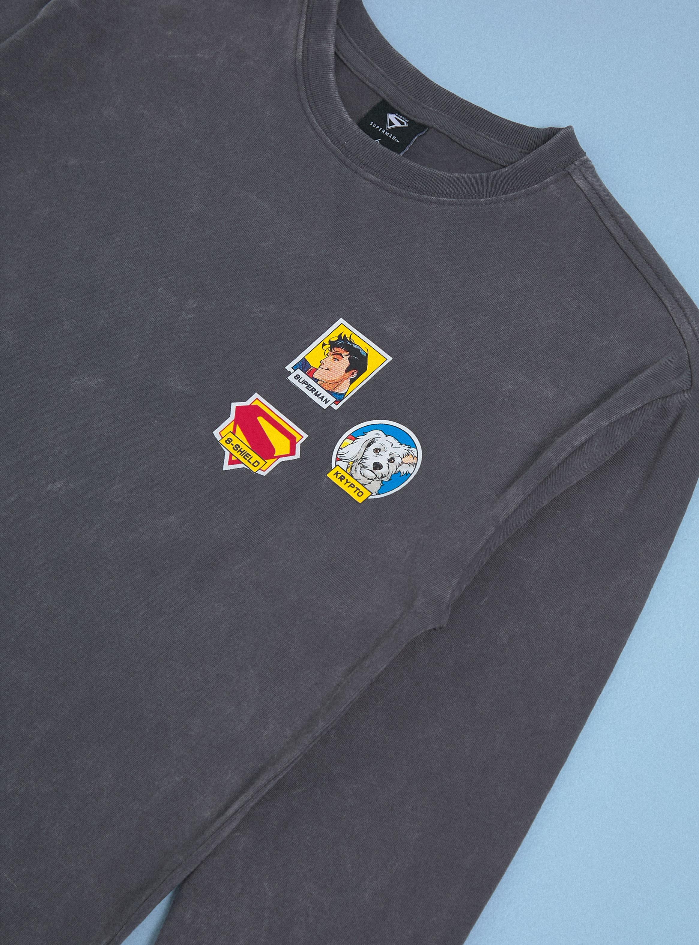Polera Acid Wash Estampado Superman-2