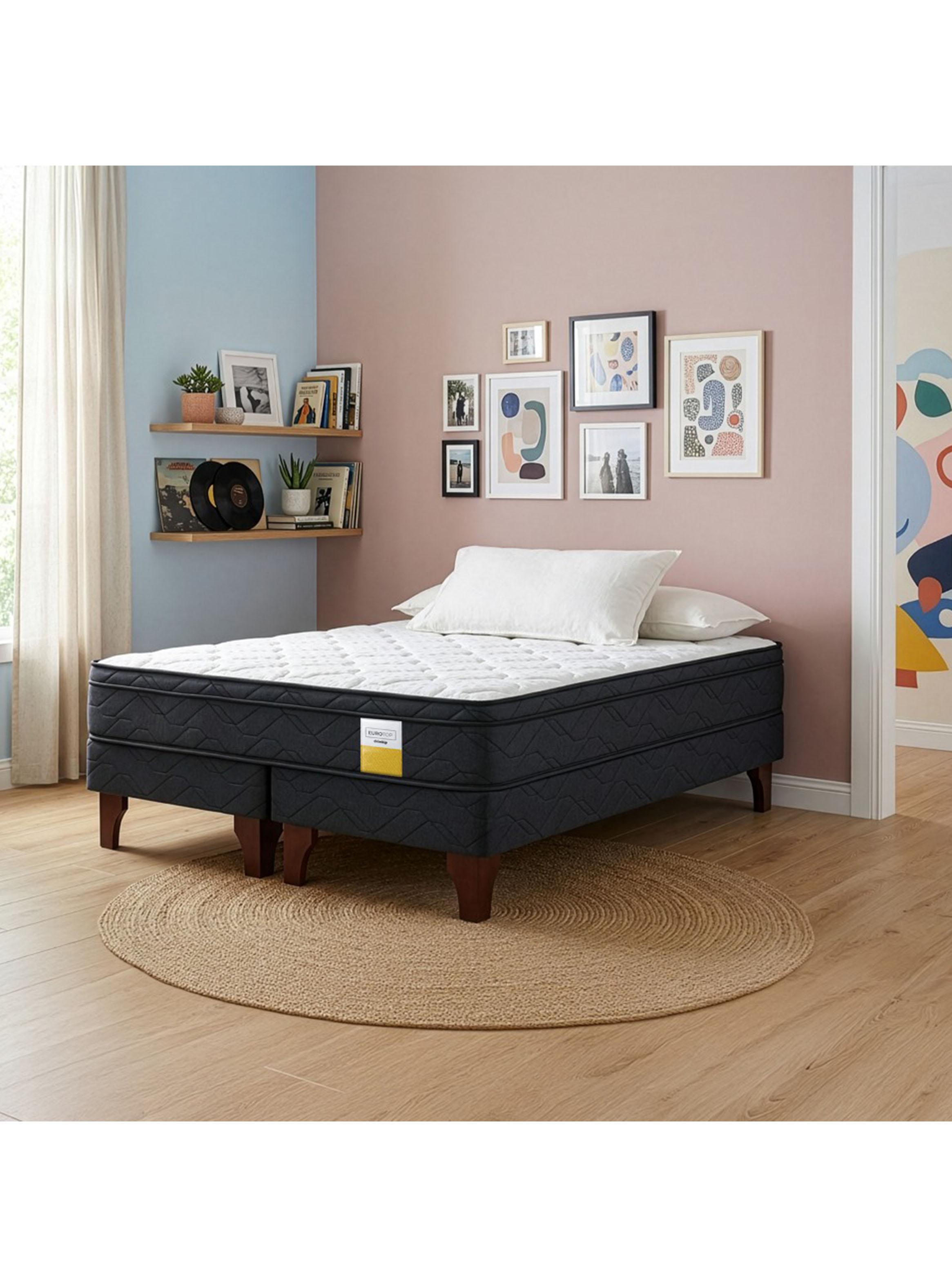 Cama Europea Eurotop Full 137x190 cm Drikimp Base Dividida-5