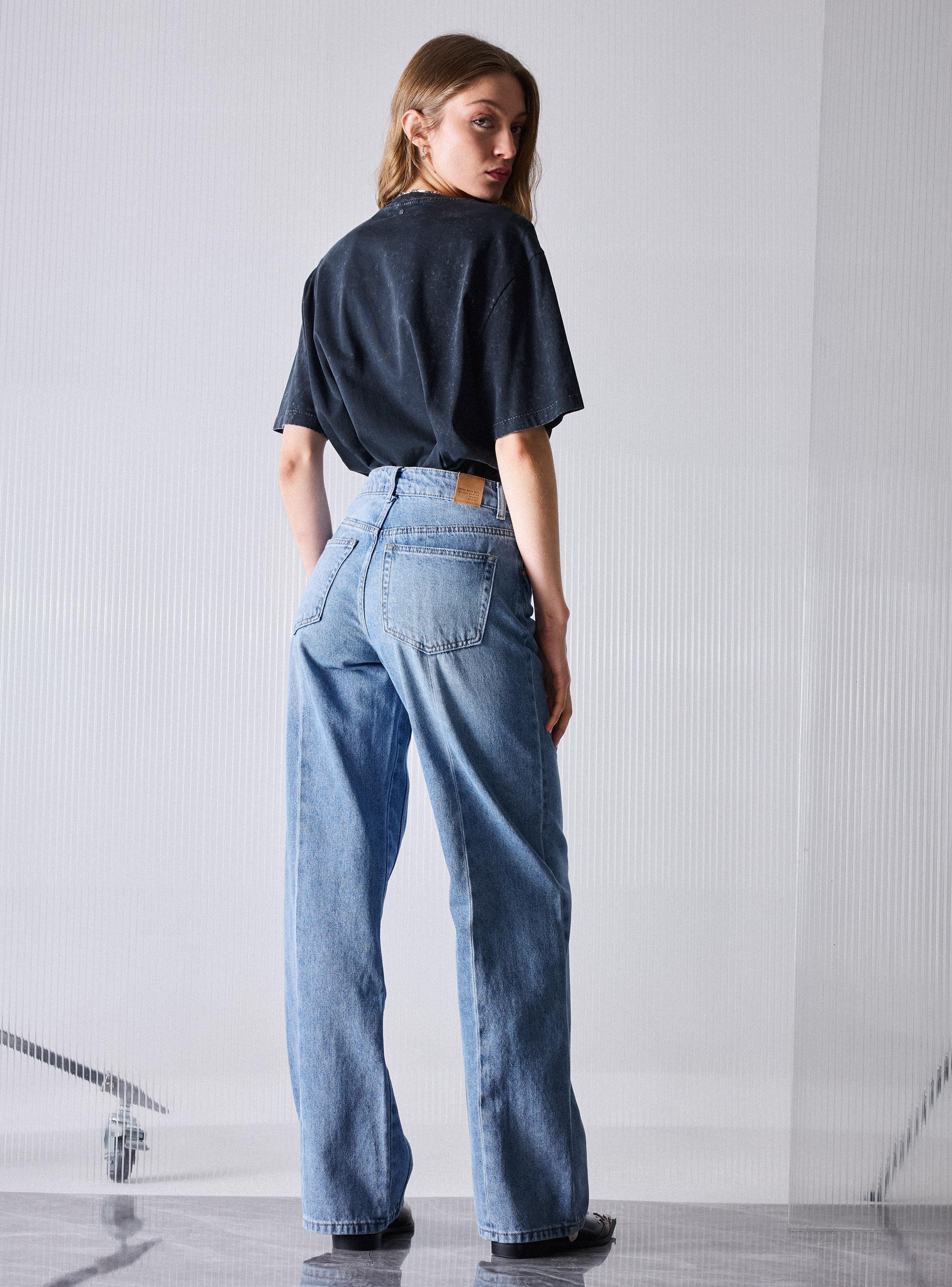 Jeans Wide Leg Corte en el Medio-5