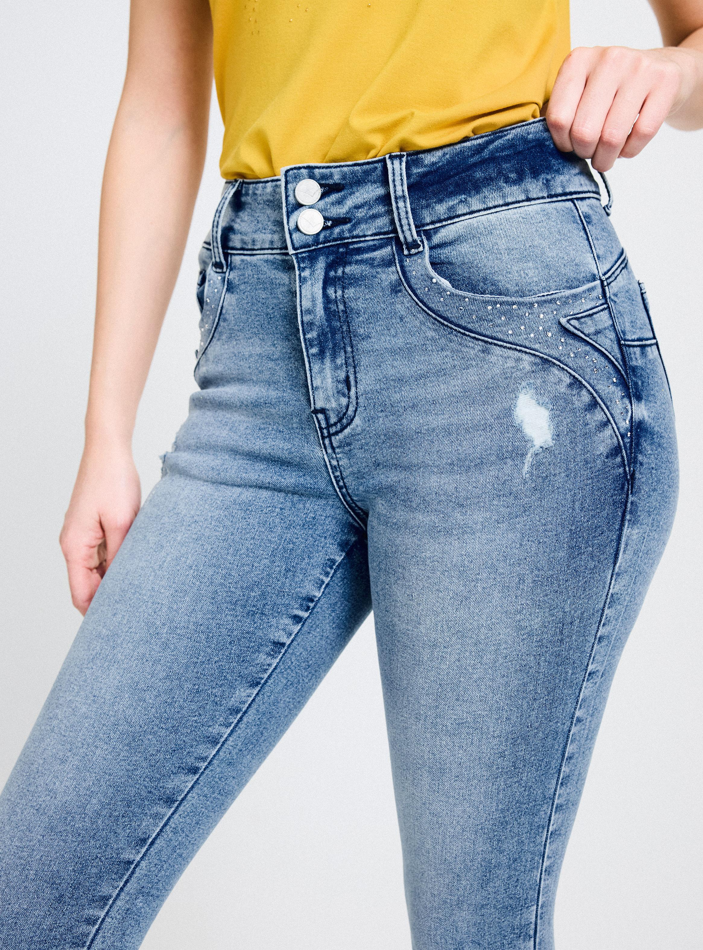 Jeans Push Up Pieza Bolsillo con Strass-2