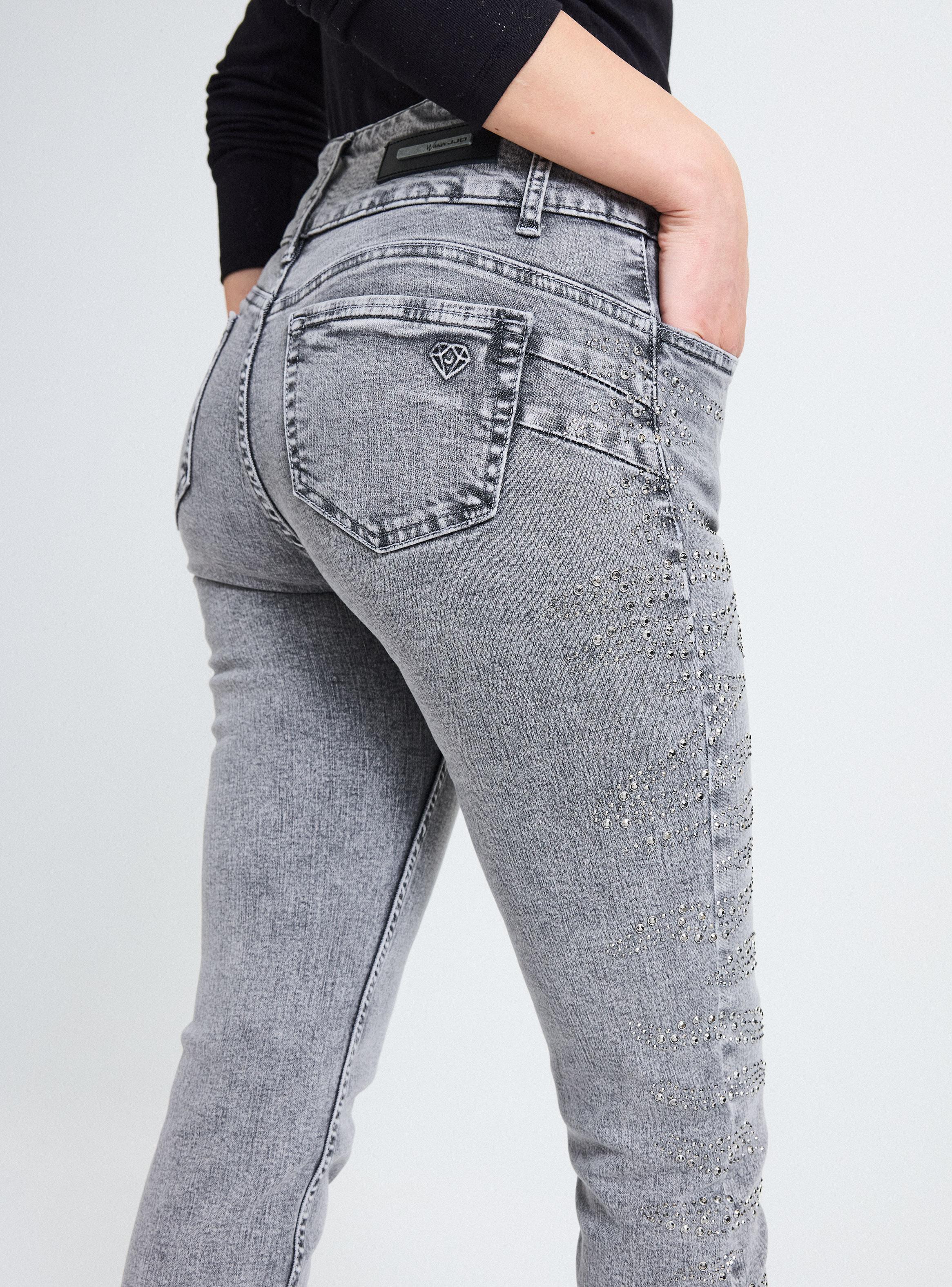 Jeans Push Up 3 Botones Brillos en Forma de Cebra en Costado-3