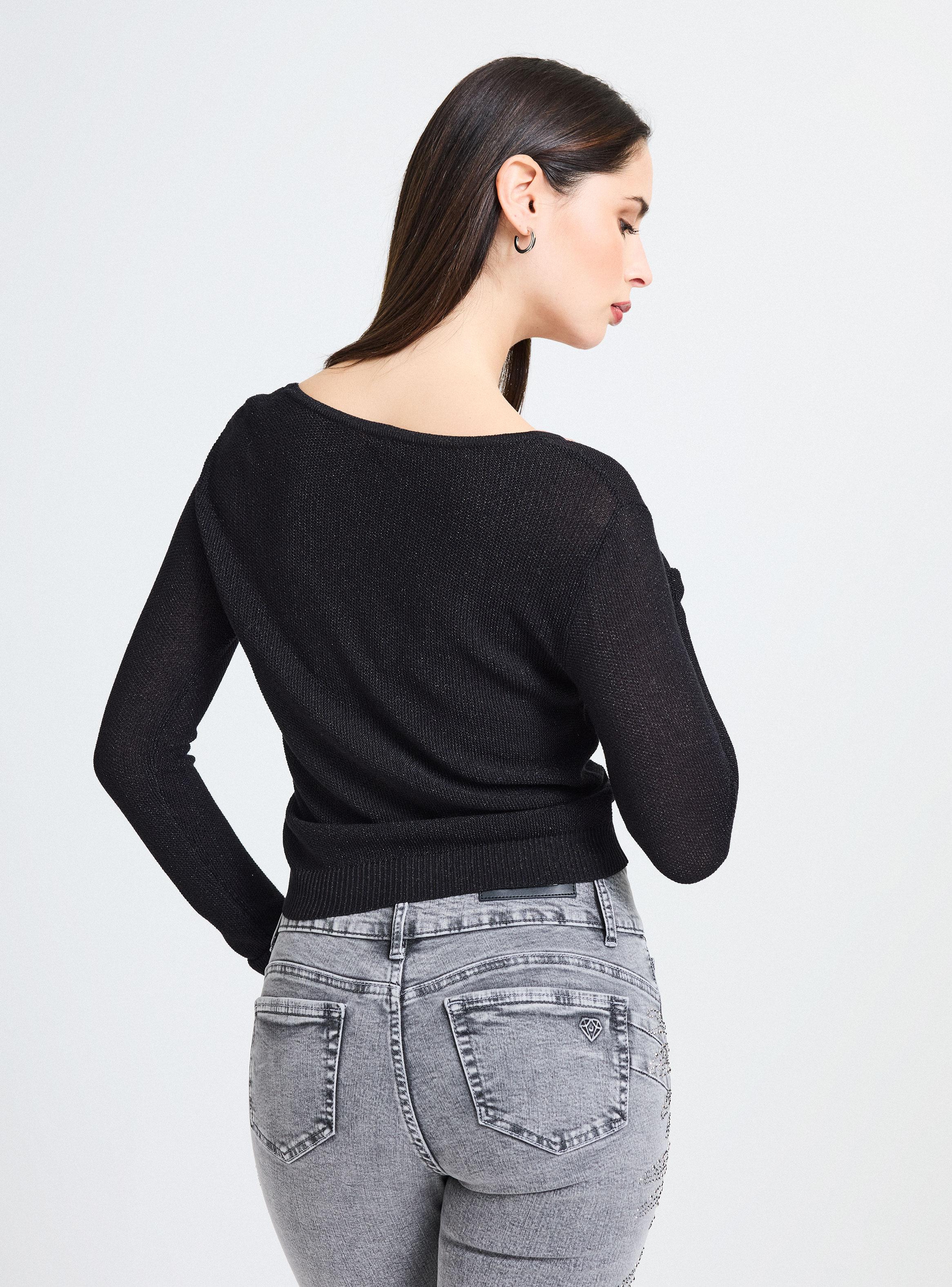 Sweater Punto Arroz Amarra Central Ajustable-1