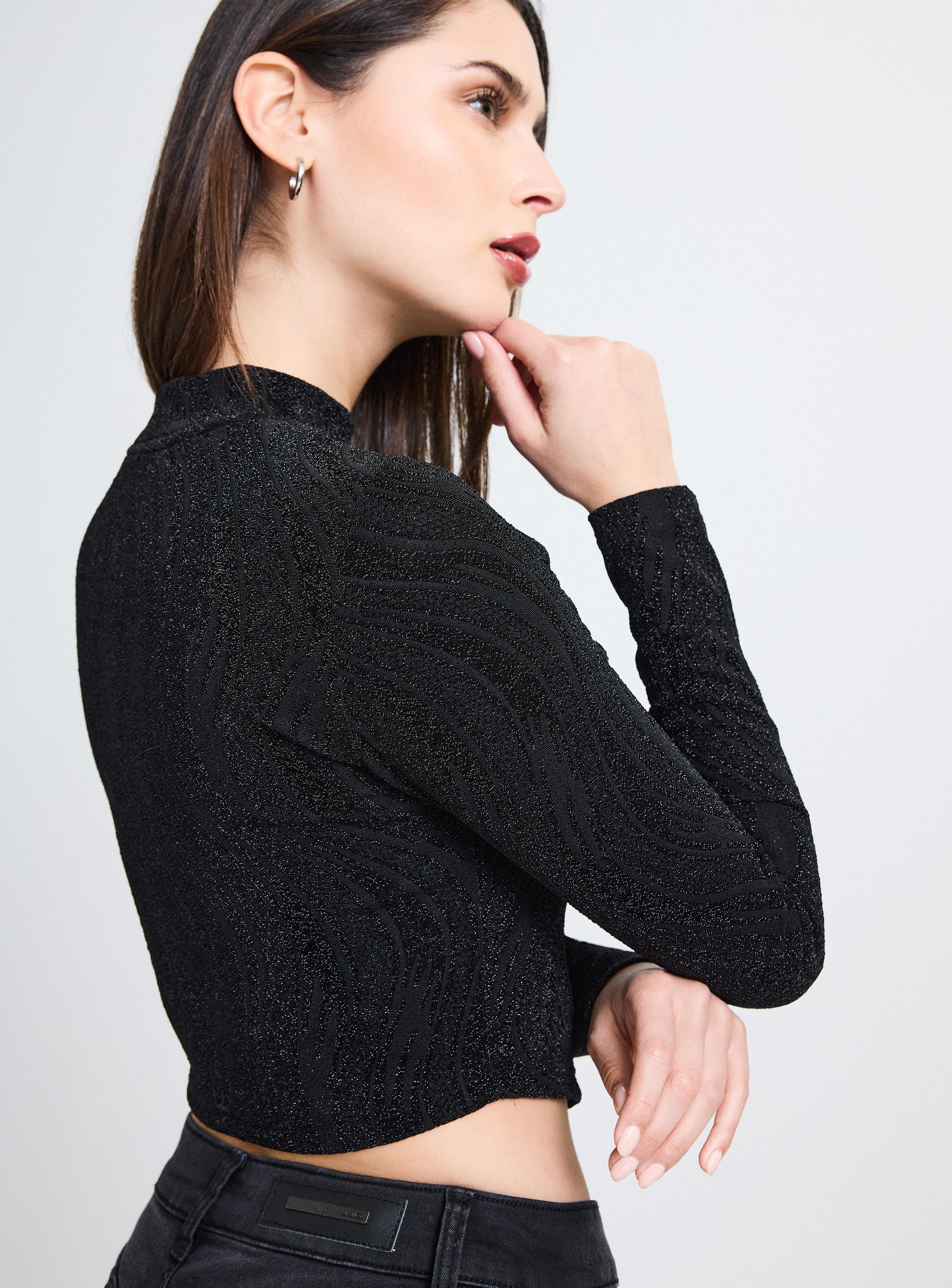 Polera Tela Jacquard con Brillo-3