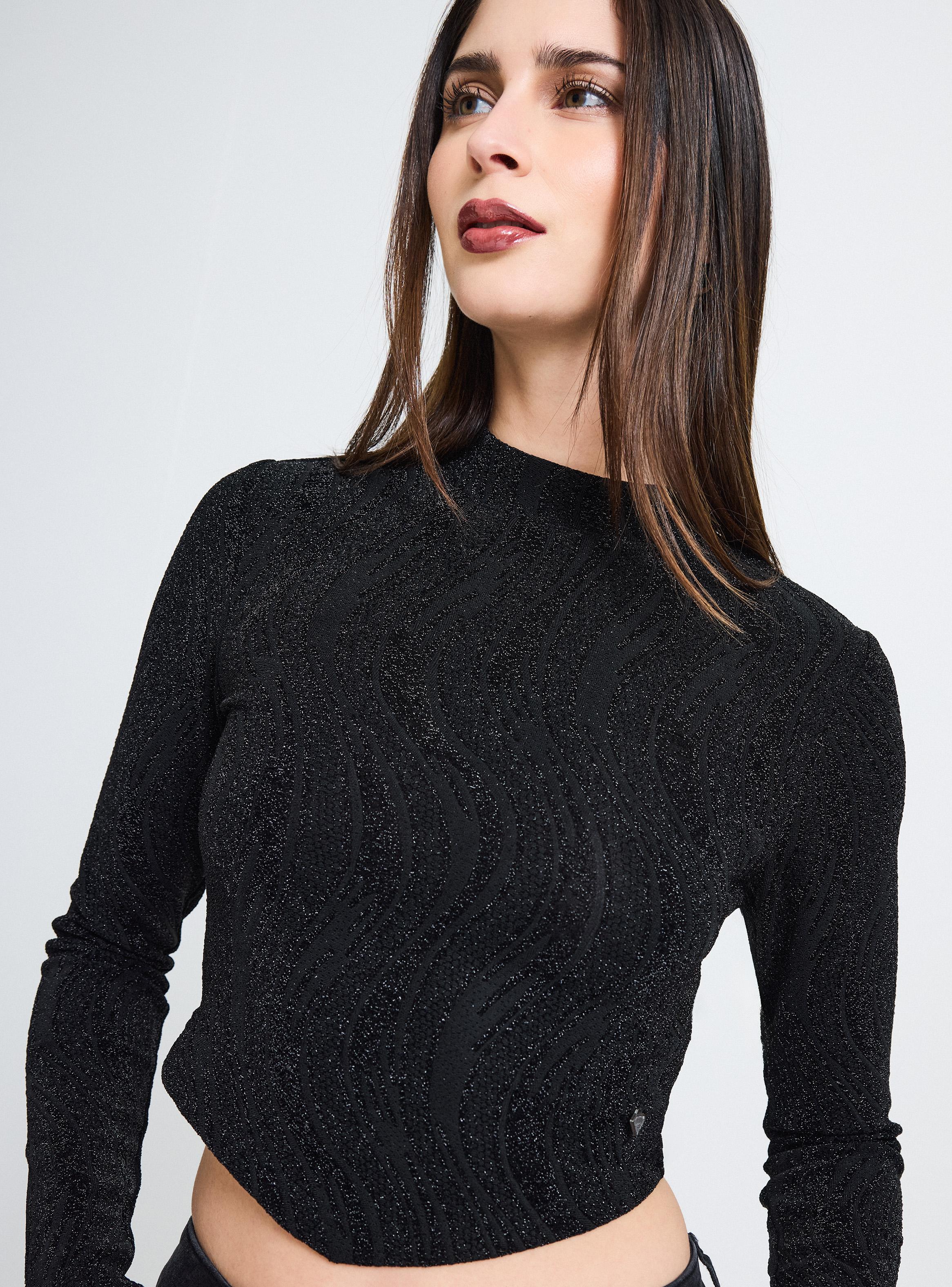 Polera Tela Jacquard con Brillo-2
