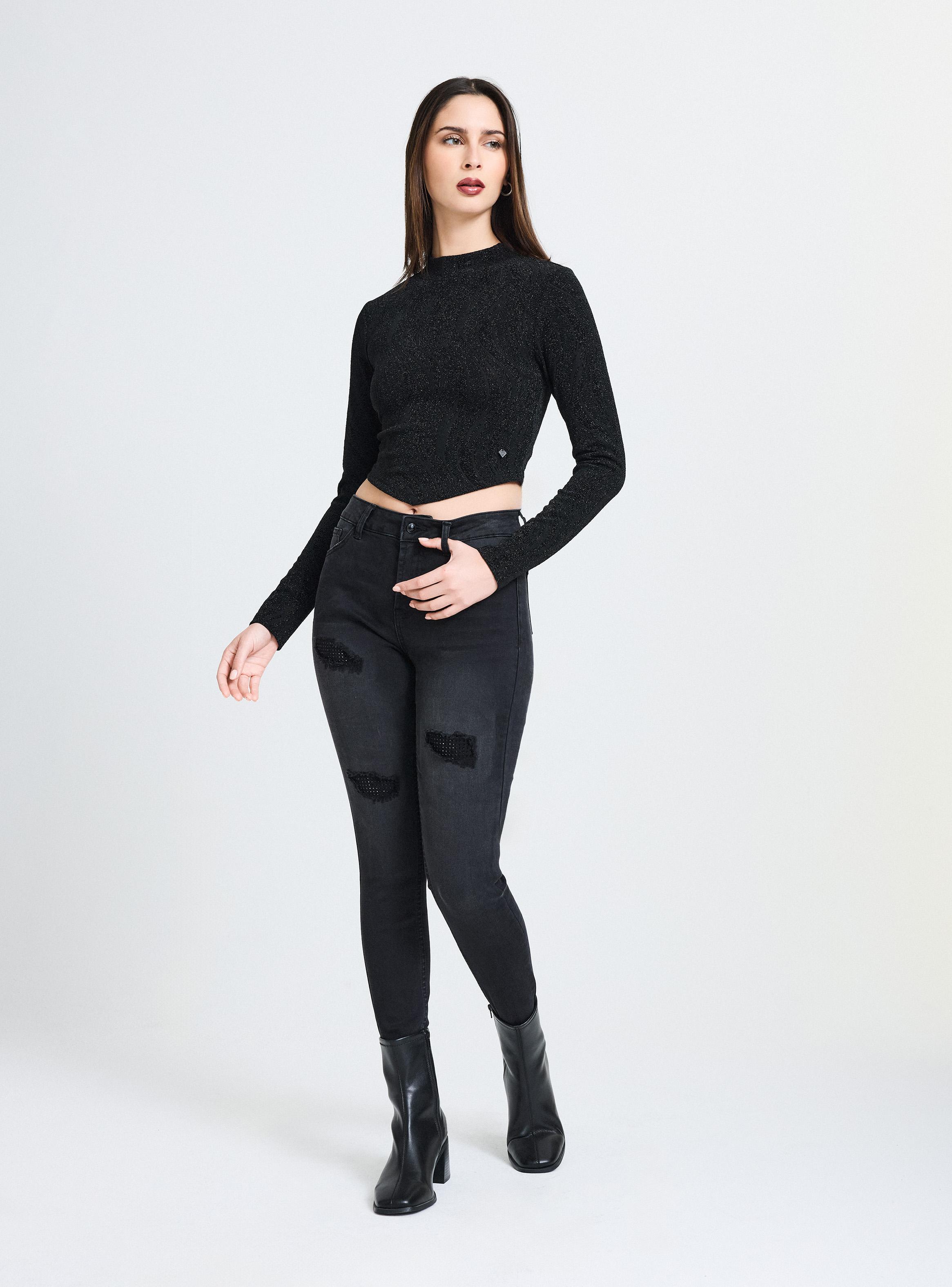 Polera Tela Jacquard con Brillo-4