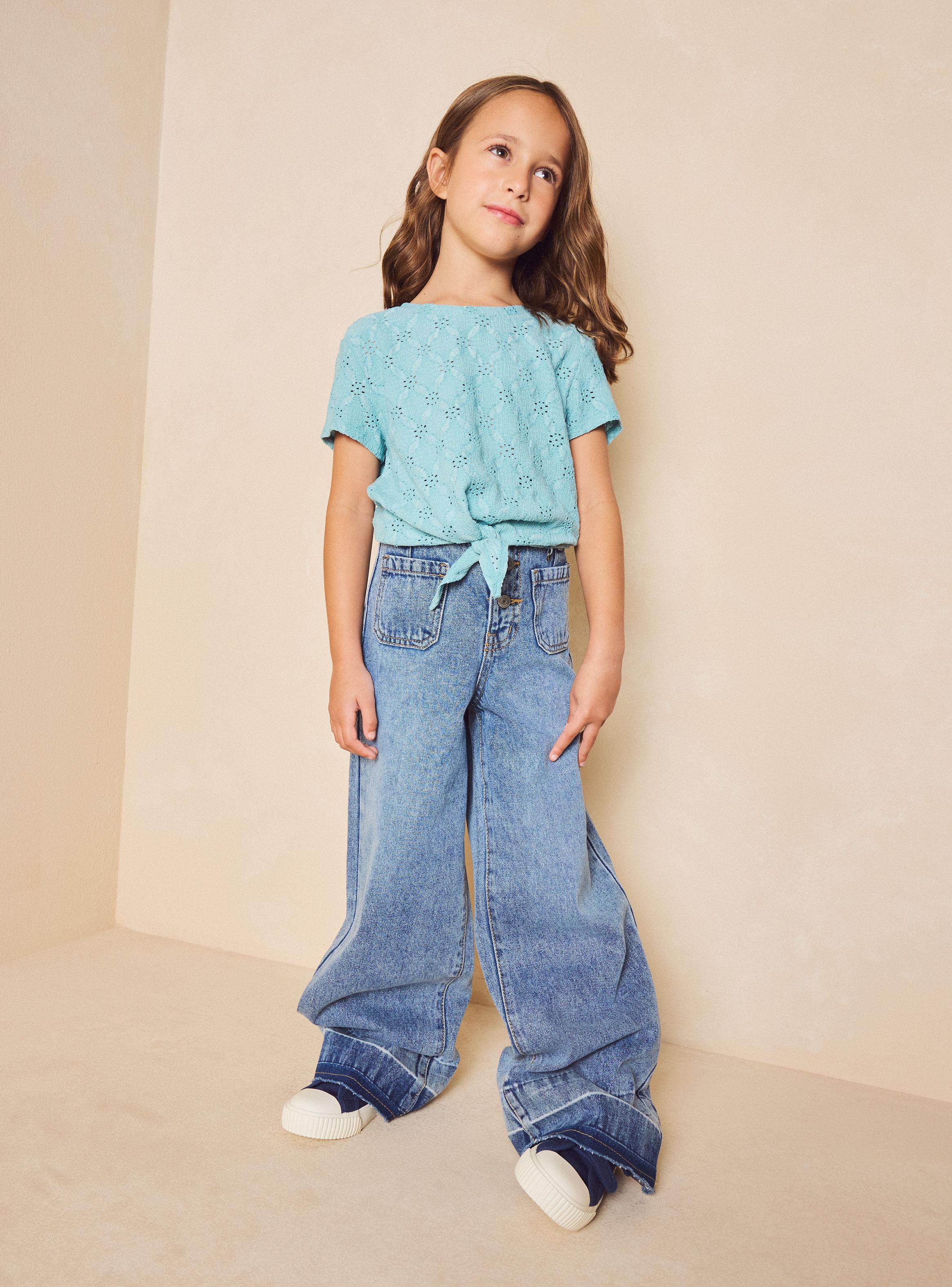 Jeans Flare con Aplicación Broderie Bordado-3