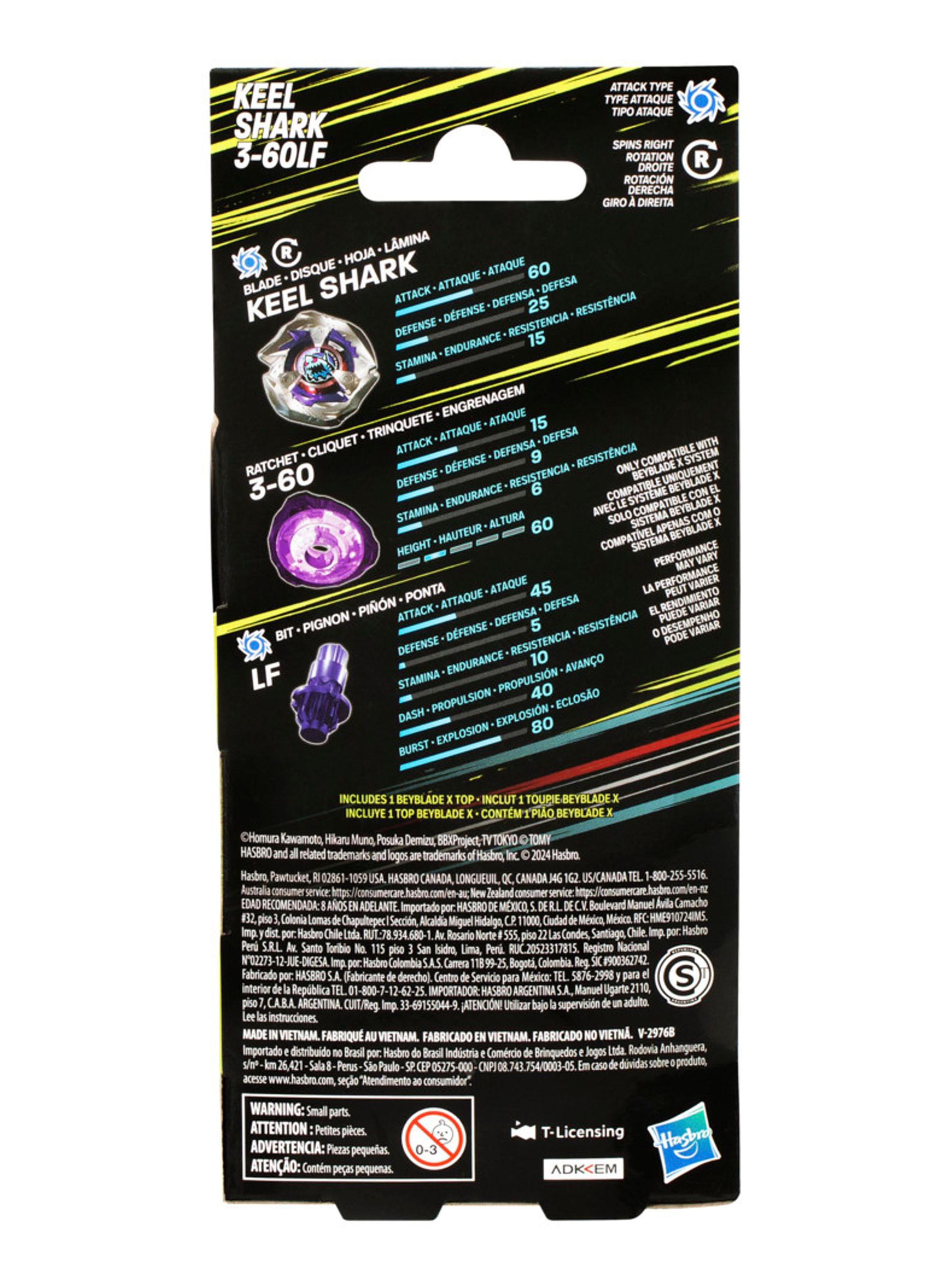 Trompo Beyblade X Kit de Refuerzo Keel Shark 3-60LF-3