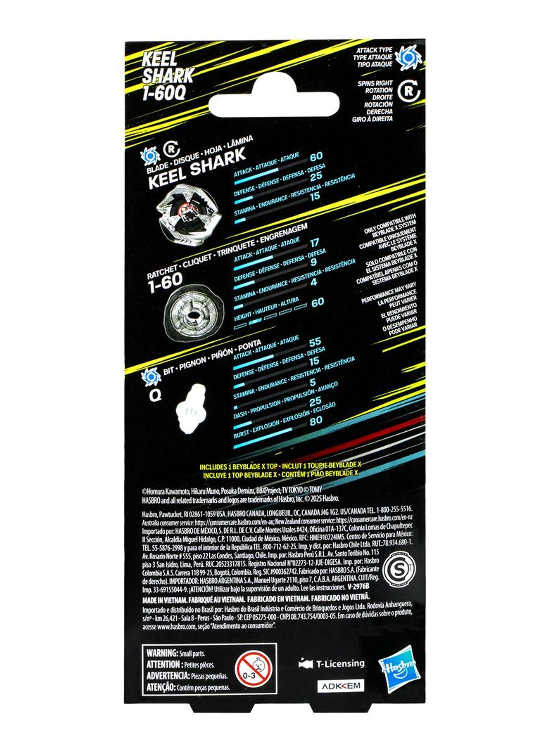 Trompo Beyblade X Kit de Refuerzo con top Keel Shark 1-60Q-5