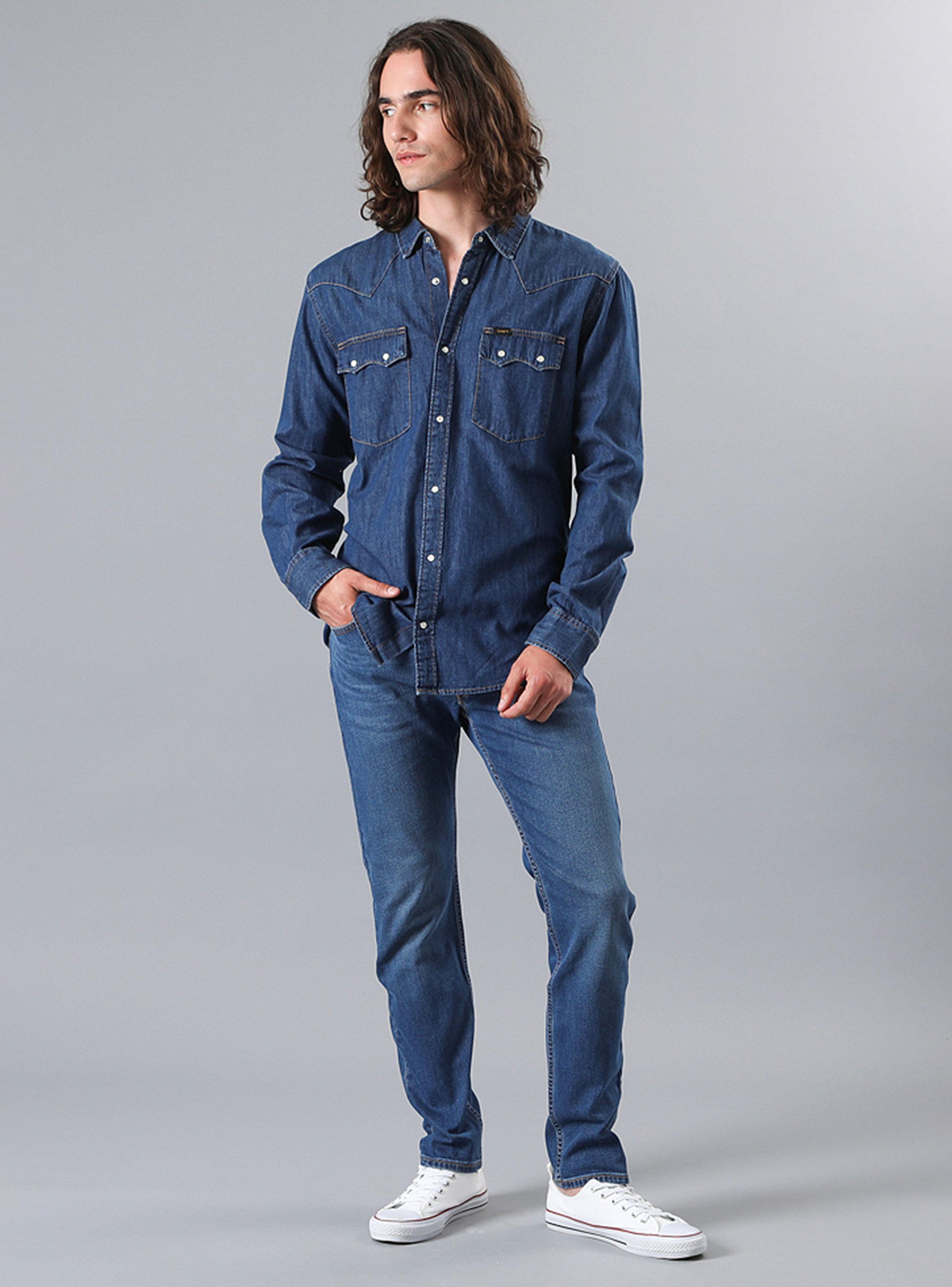Camisa Casual Denim Leewestern Oscura-3