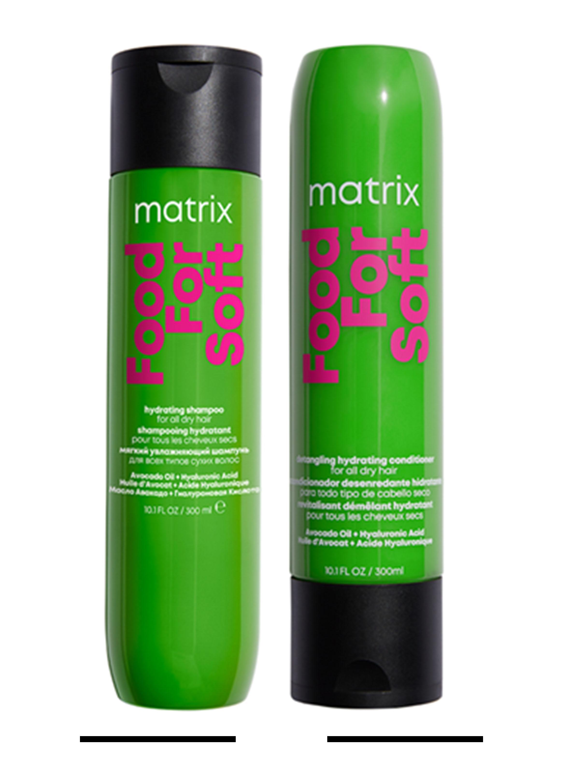 Set Shampoo 300 ml + Acondicionador 300ml Hidratación Cabello Seco Food For Soft Matrix-1
