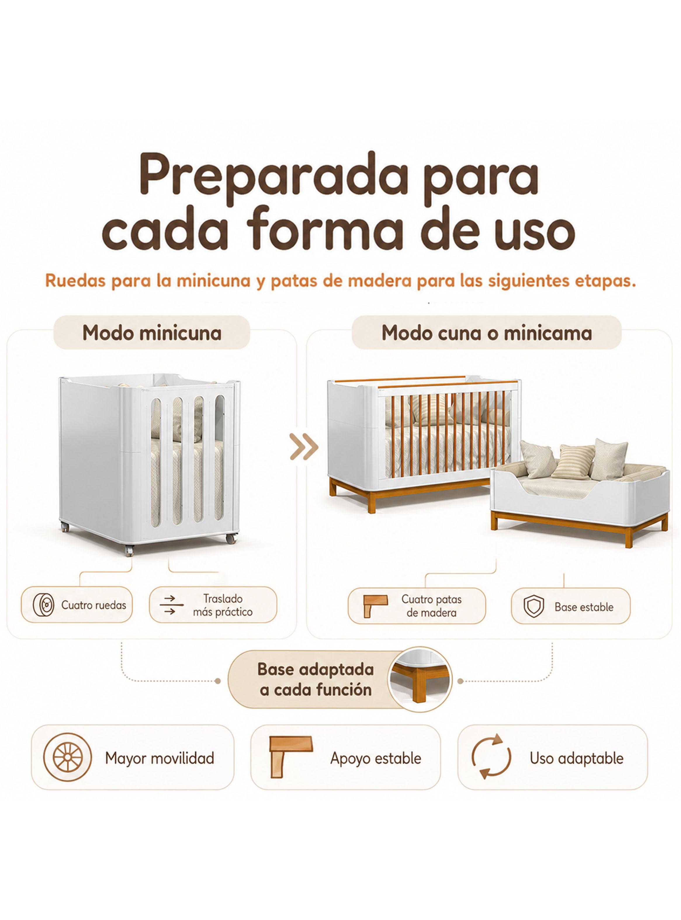 Cuna 3 Funciones Flow Blanco Eco Wood-3