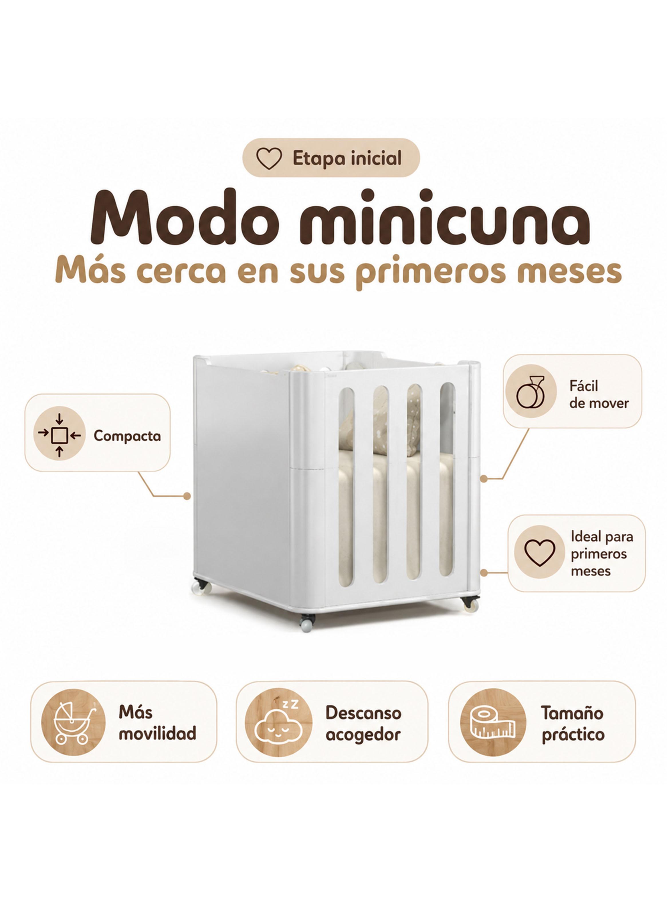 Cuna 3 Funciones Flow Blanco Eco Wood-4