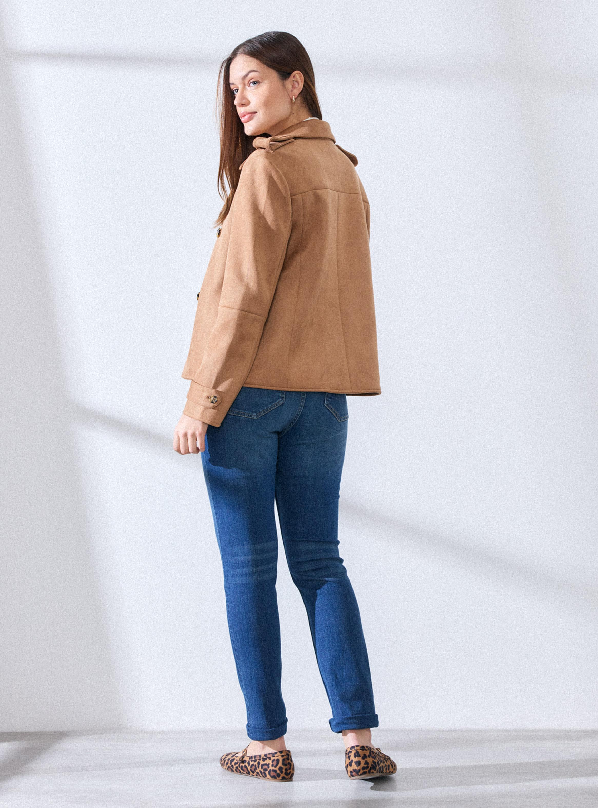 Chaqueta Tipo Trench Corto Agamuzado-5