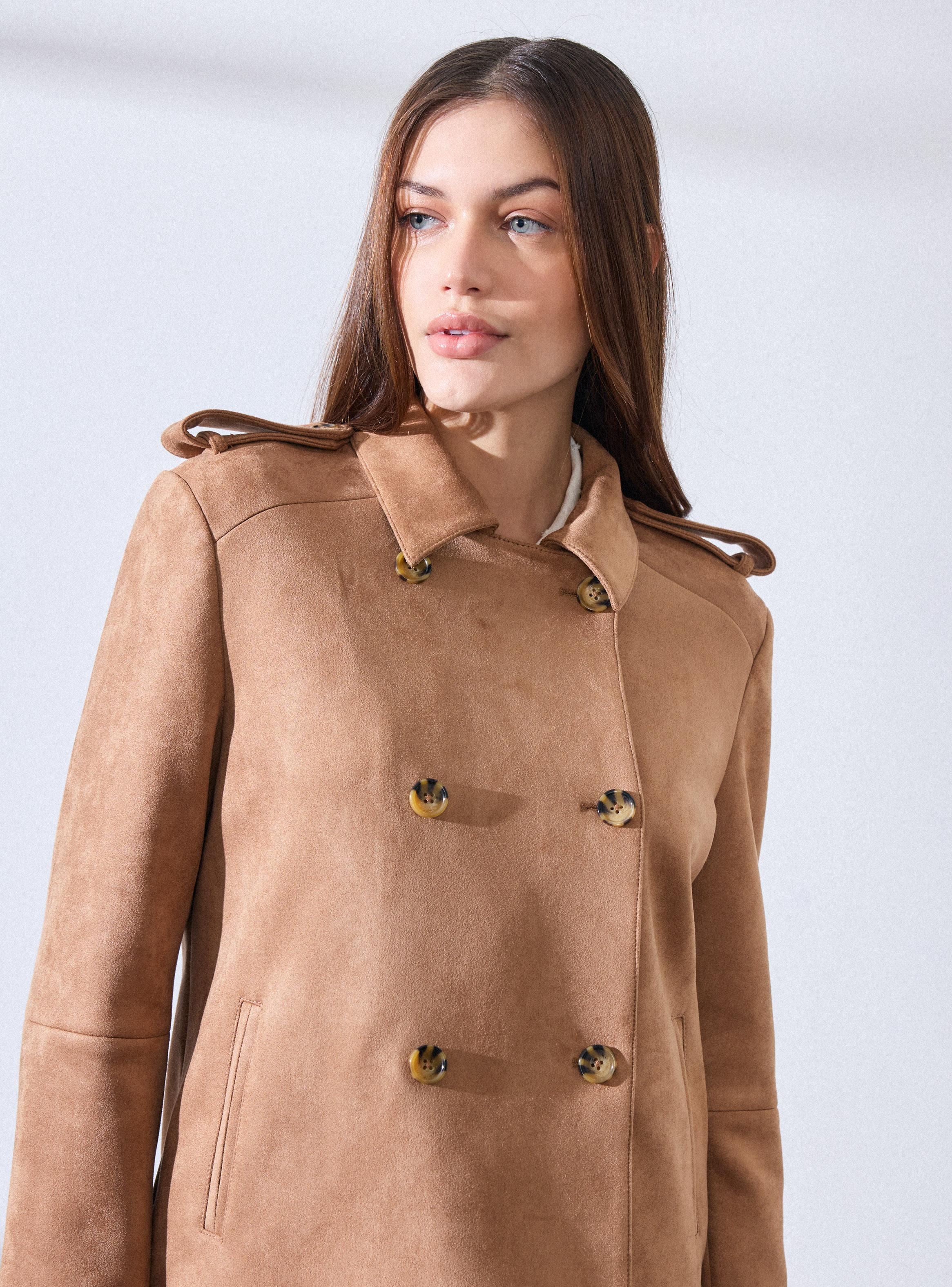 Chaqueta Tipo Trench Corto Agamuzado-2
