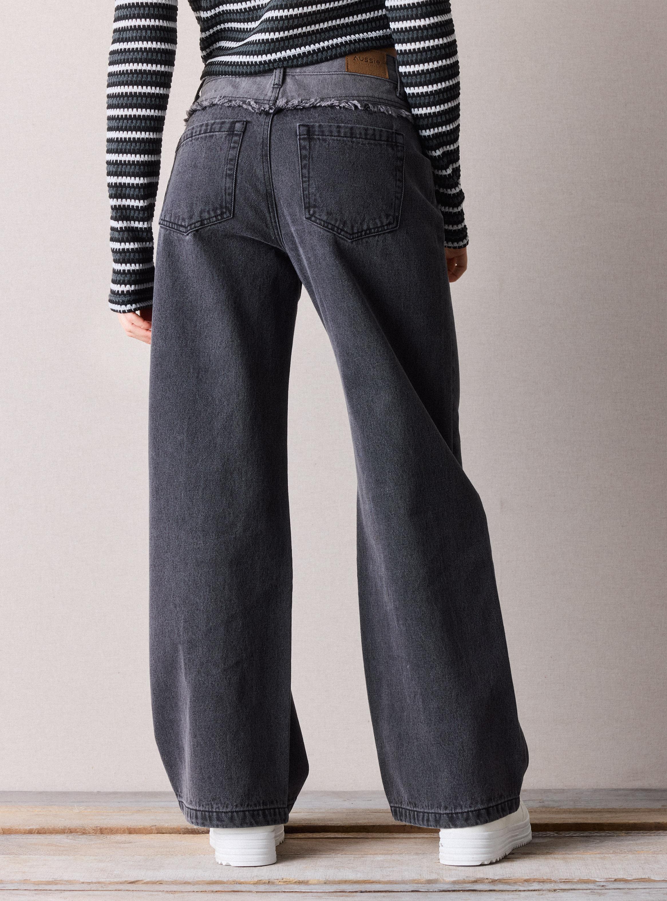 Jeans Wide Leg con Corte Bicolor-1