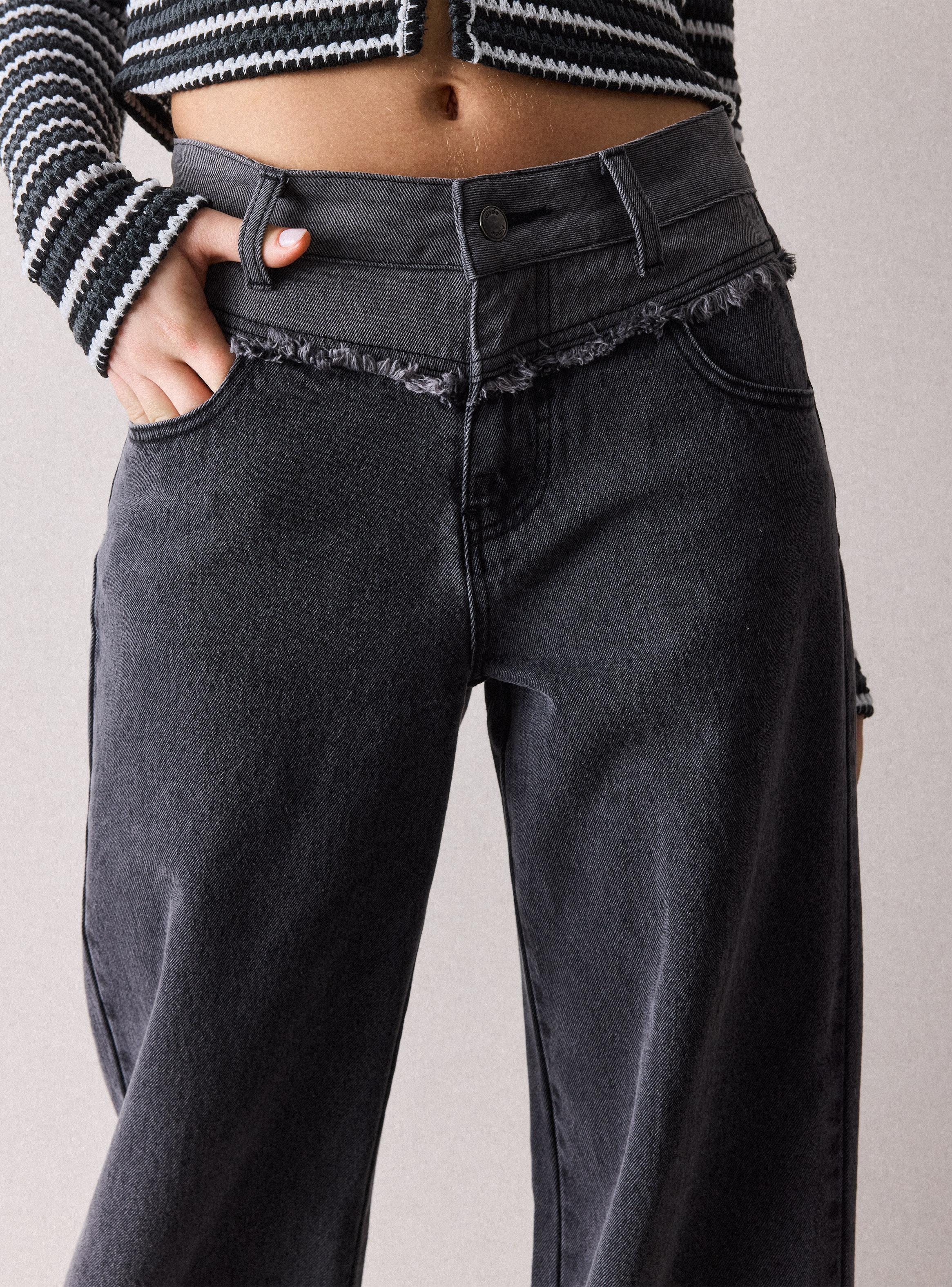 Jeans Wide Leg con Corte Bicolor-2