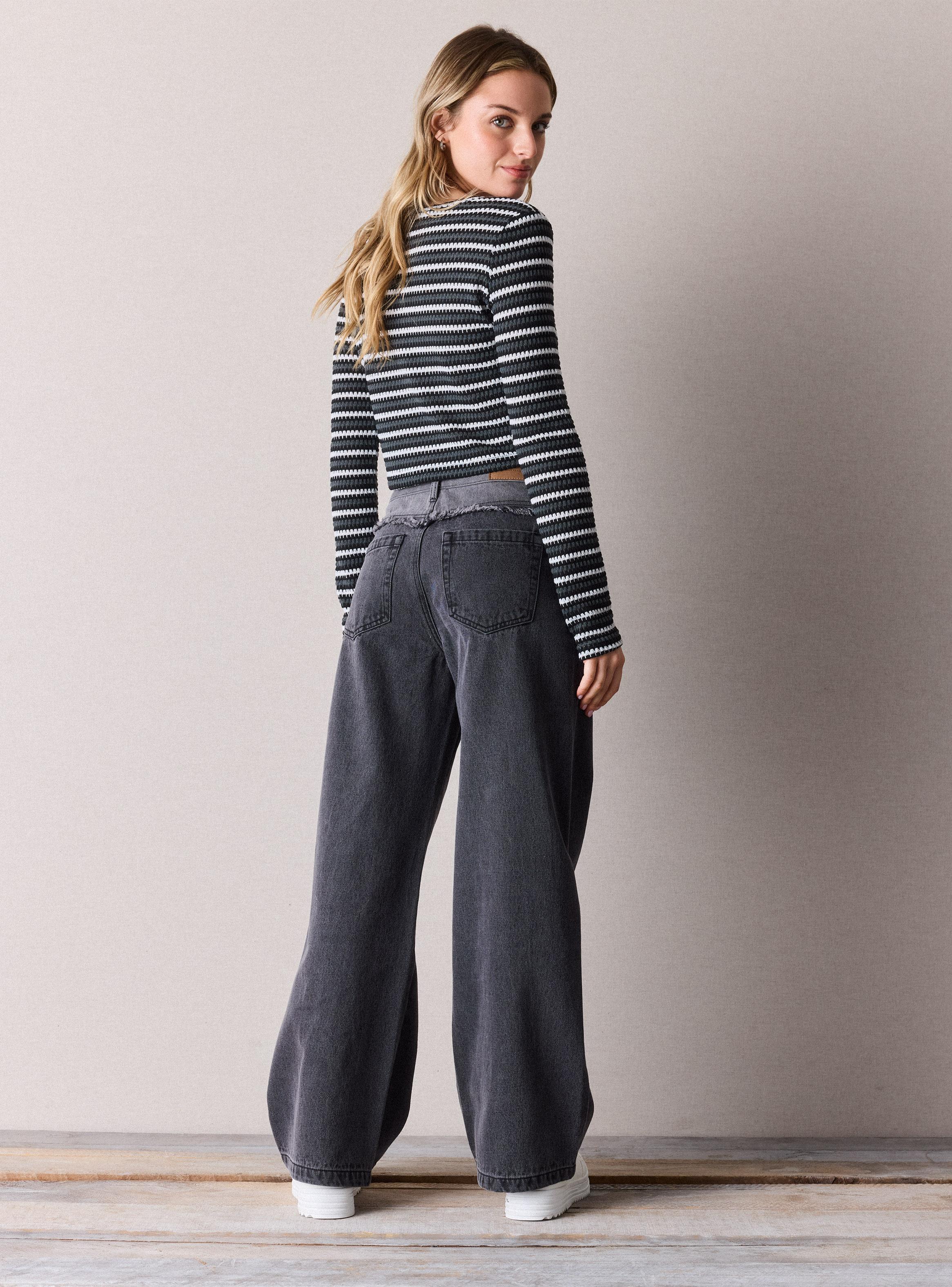 Jeans Wide Leg con Corte Bicolor-5