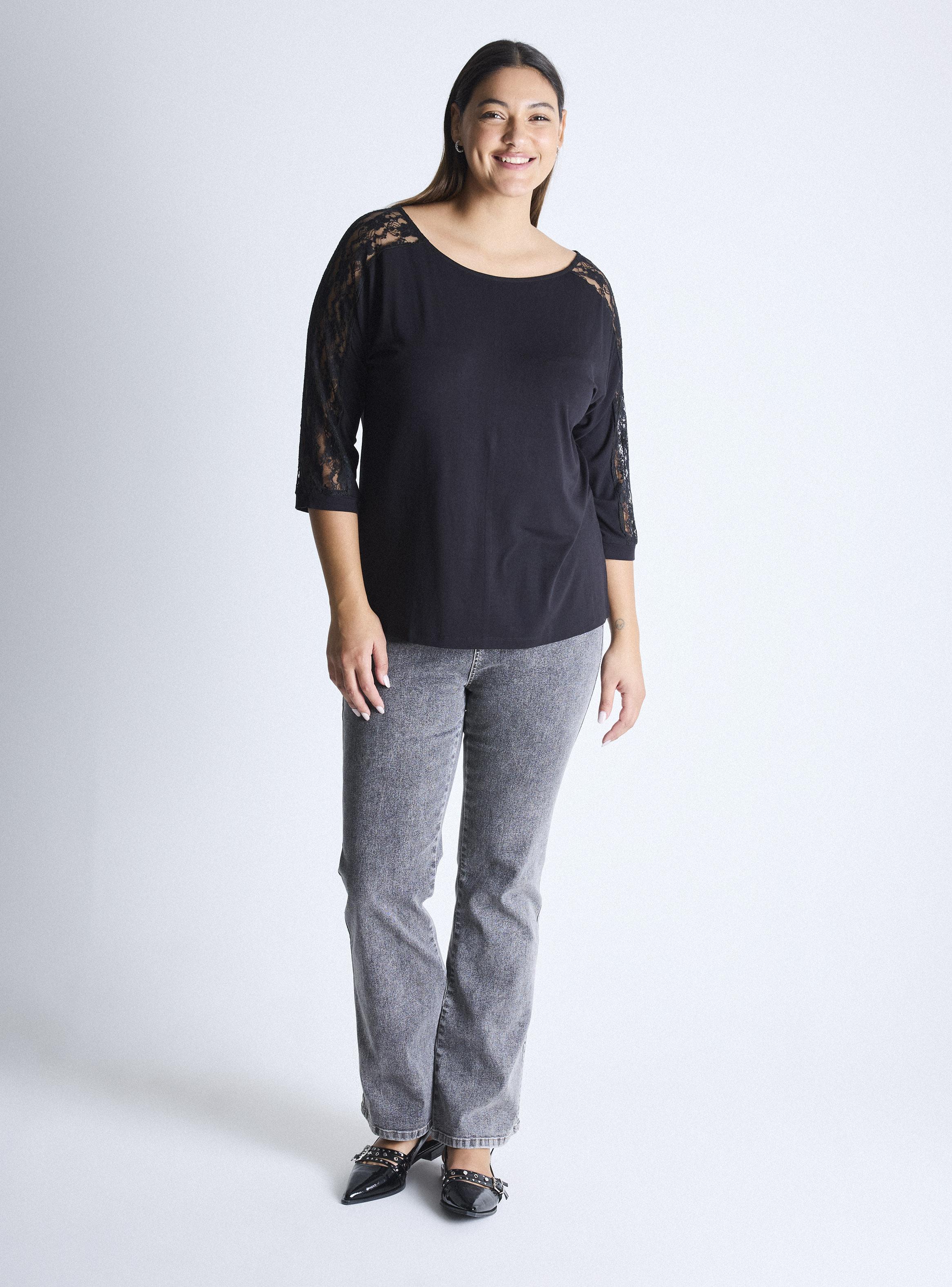 Polera Murciélago Encaje Mangas Curvy-4