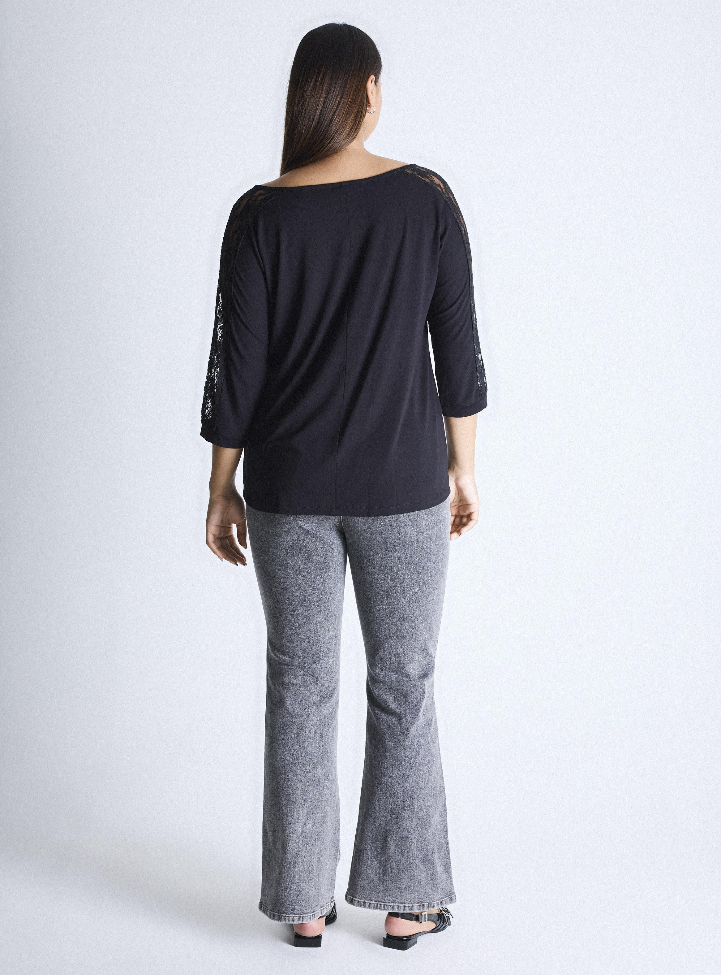 Polera Murciélago Encaje Mangas Curvy-5