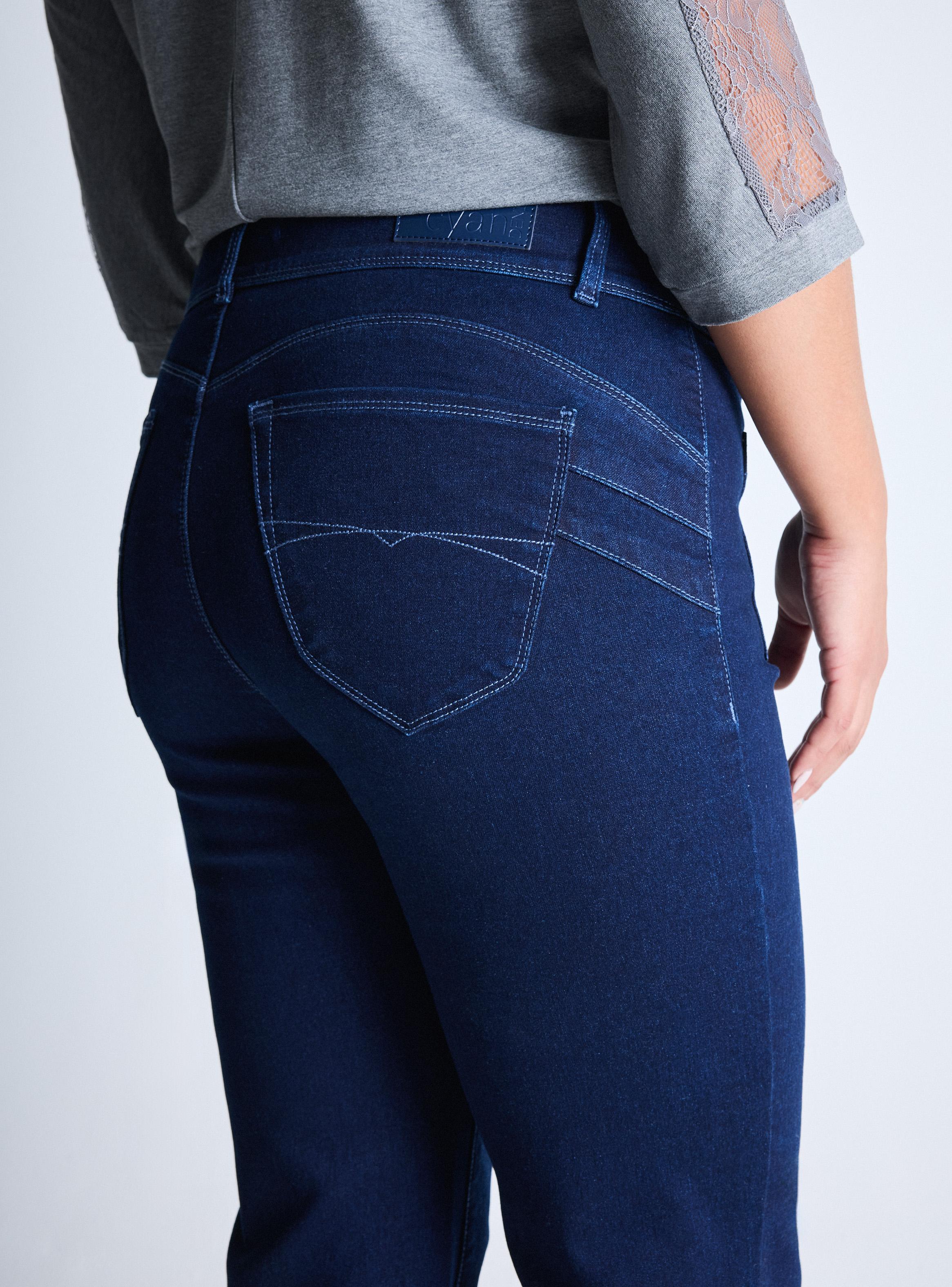 Jeans Bootcut Doble Botón Bolsillo Parche Curvy-3