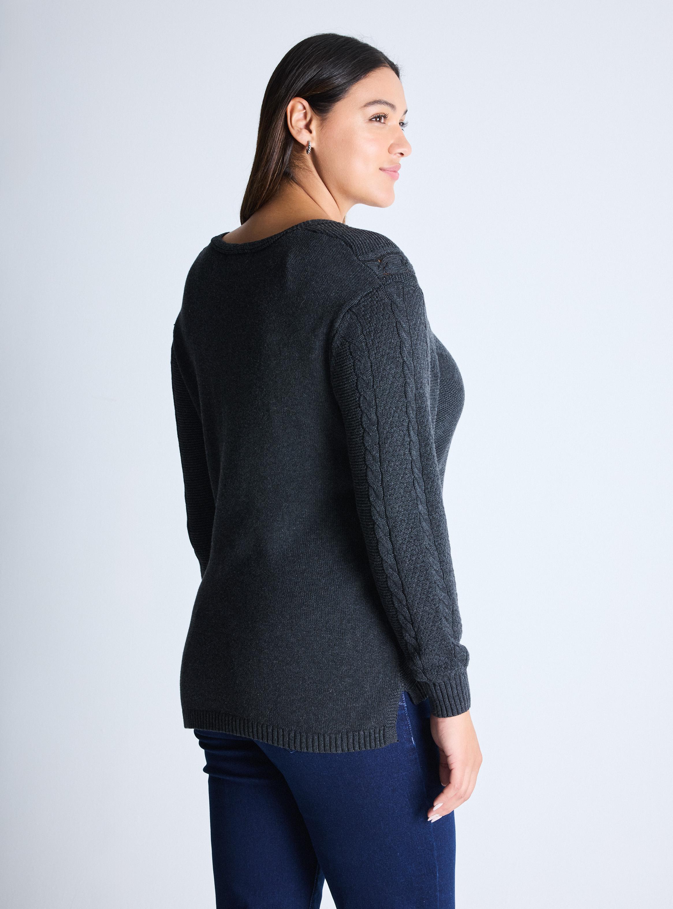 Sweater Trenzado Escote V Curvy-1