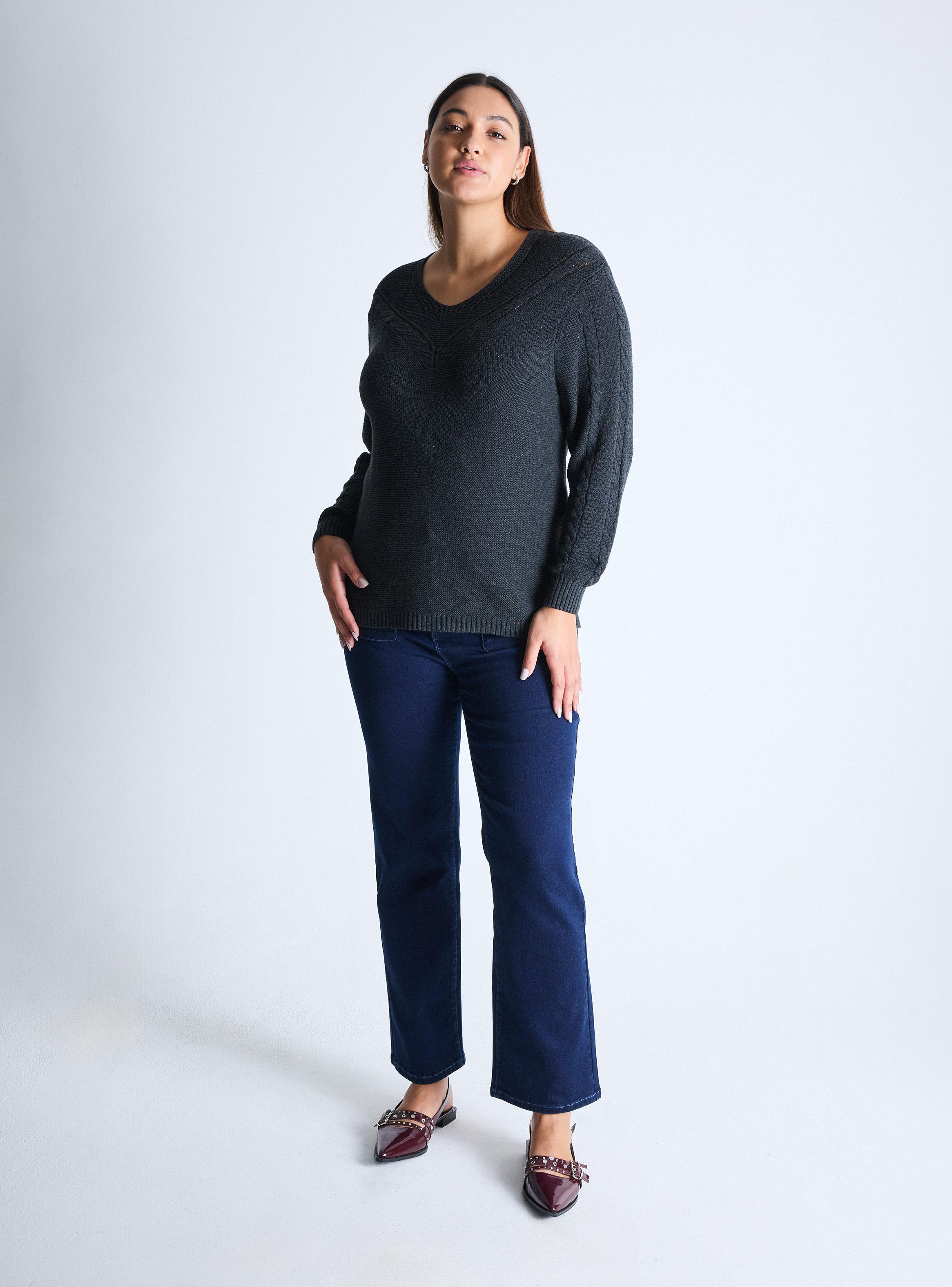 Sweater Trenzado Escote V Curvy-4