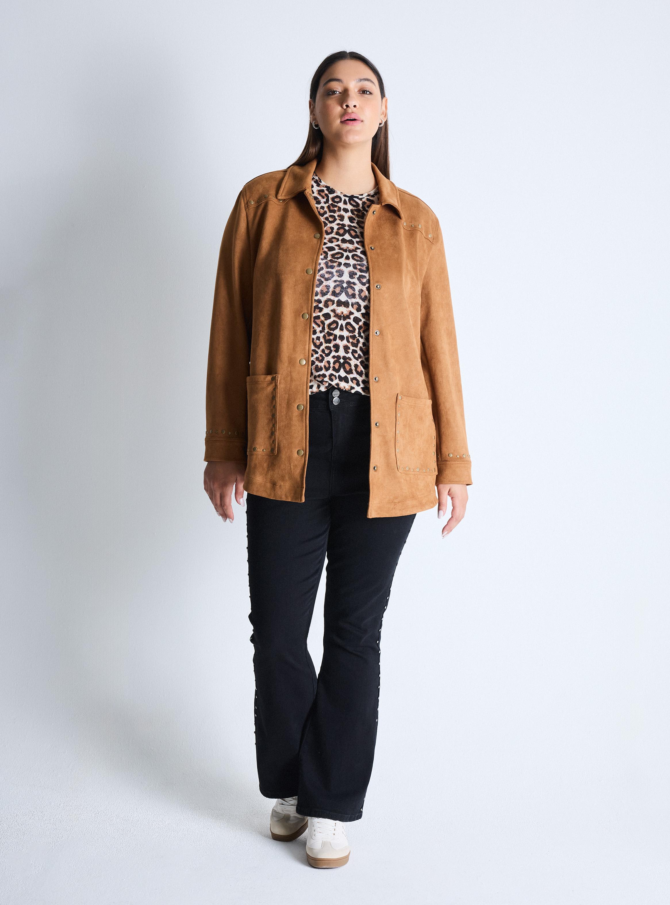 Chaqueta Sobre Camisa Gamuza Western Curvy-4