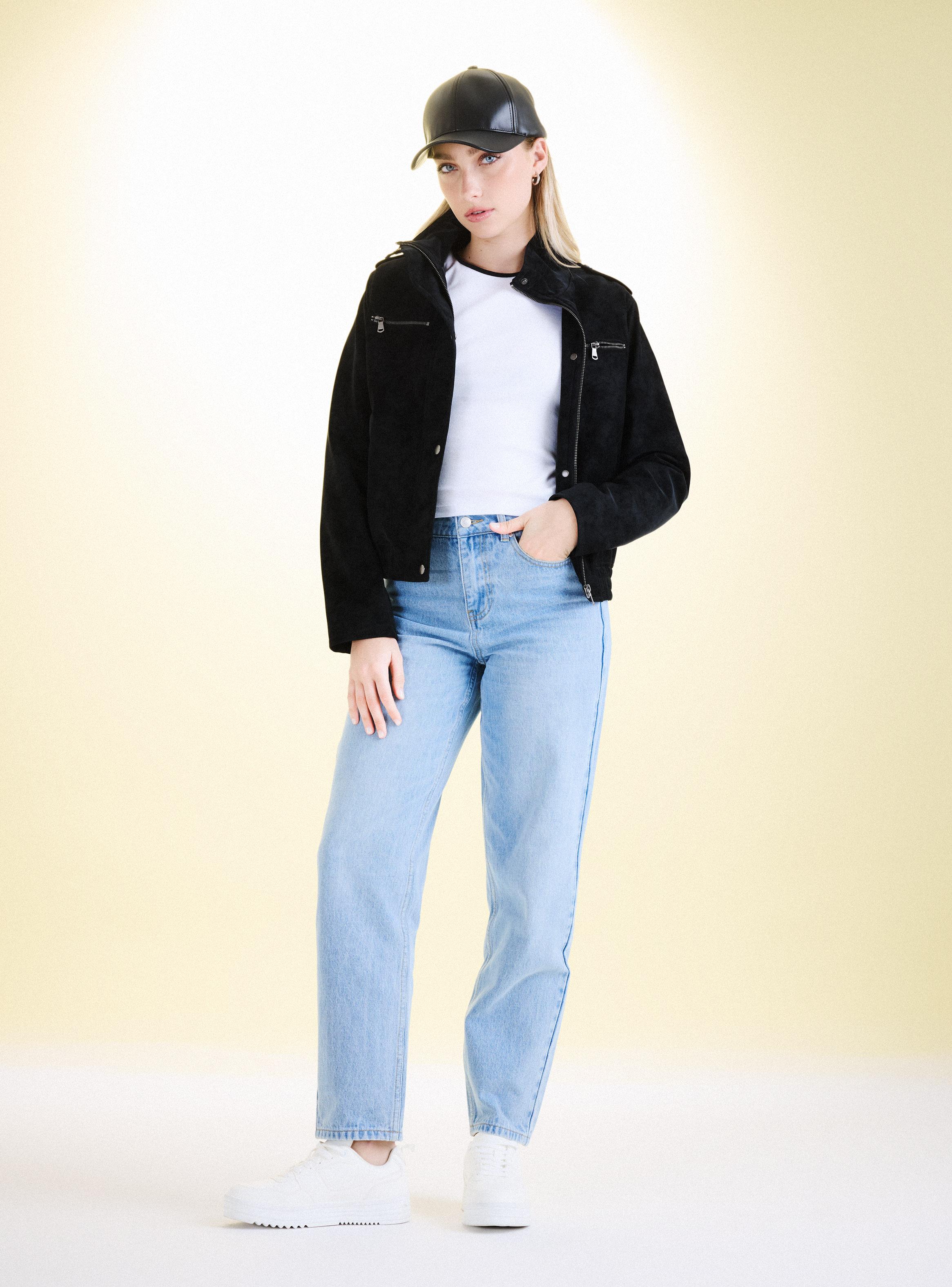 Chaqueta Biker Efecto Suede-4