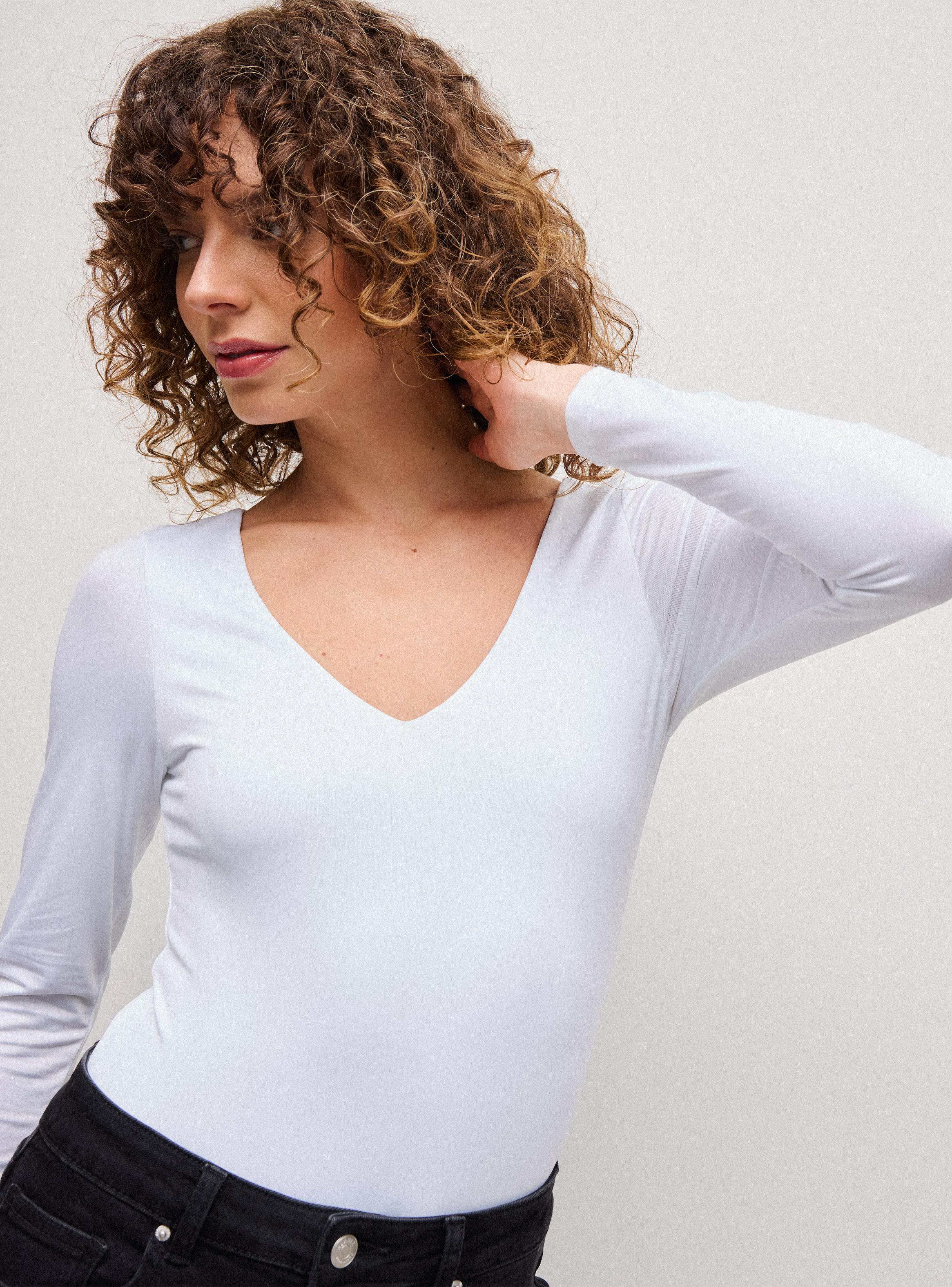 Polera Body Manga Larga Escote V-2