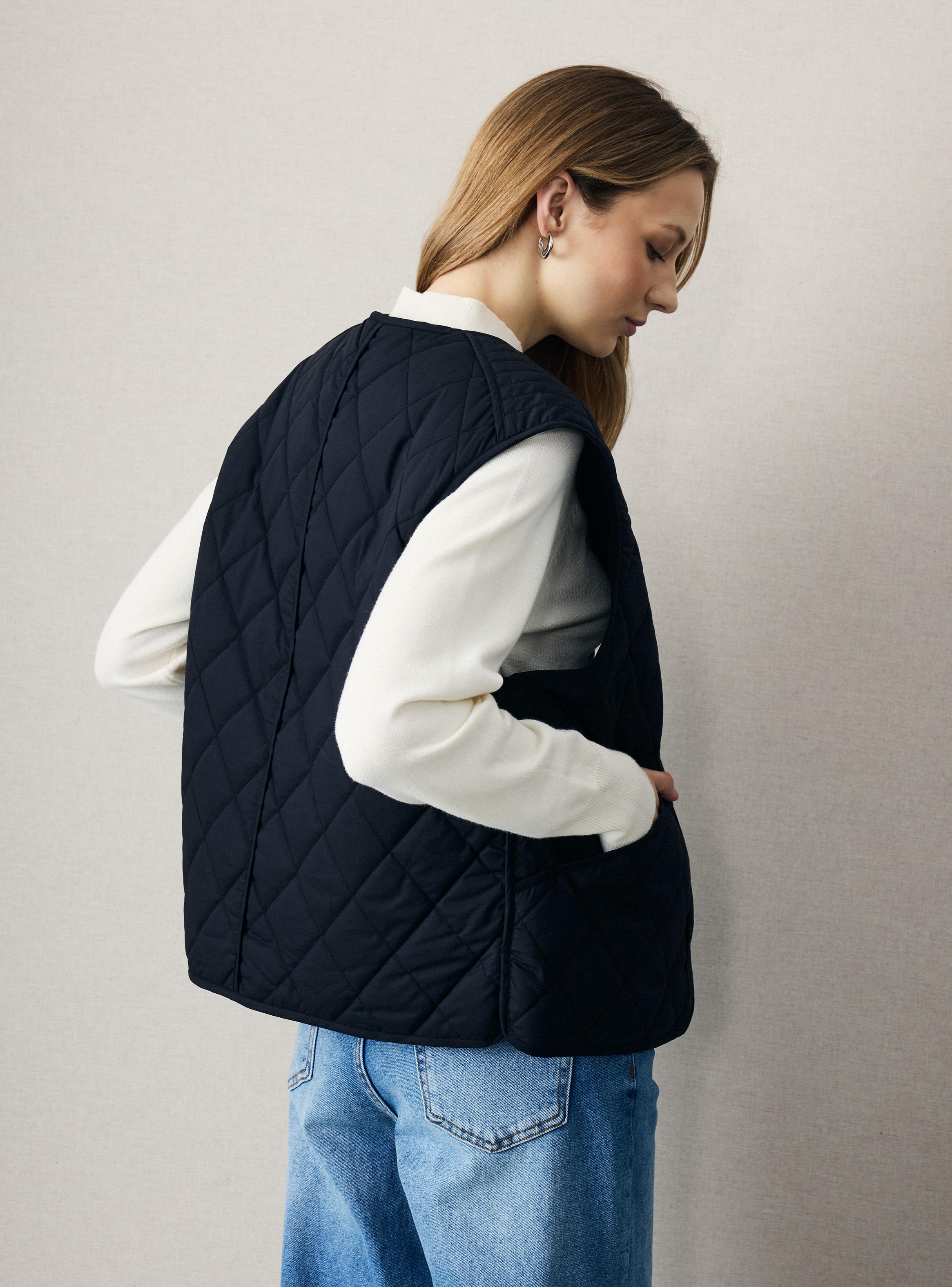 Chaqueta sin Mangas Abotonada Quilted-1