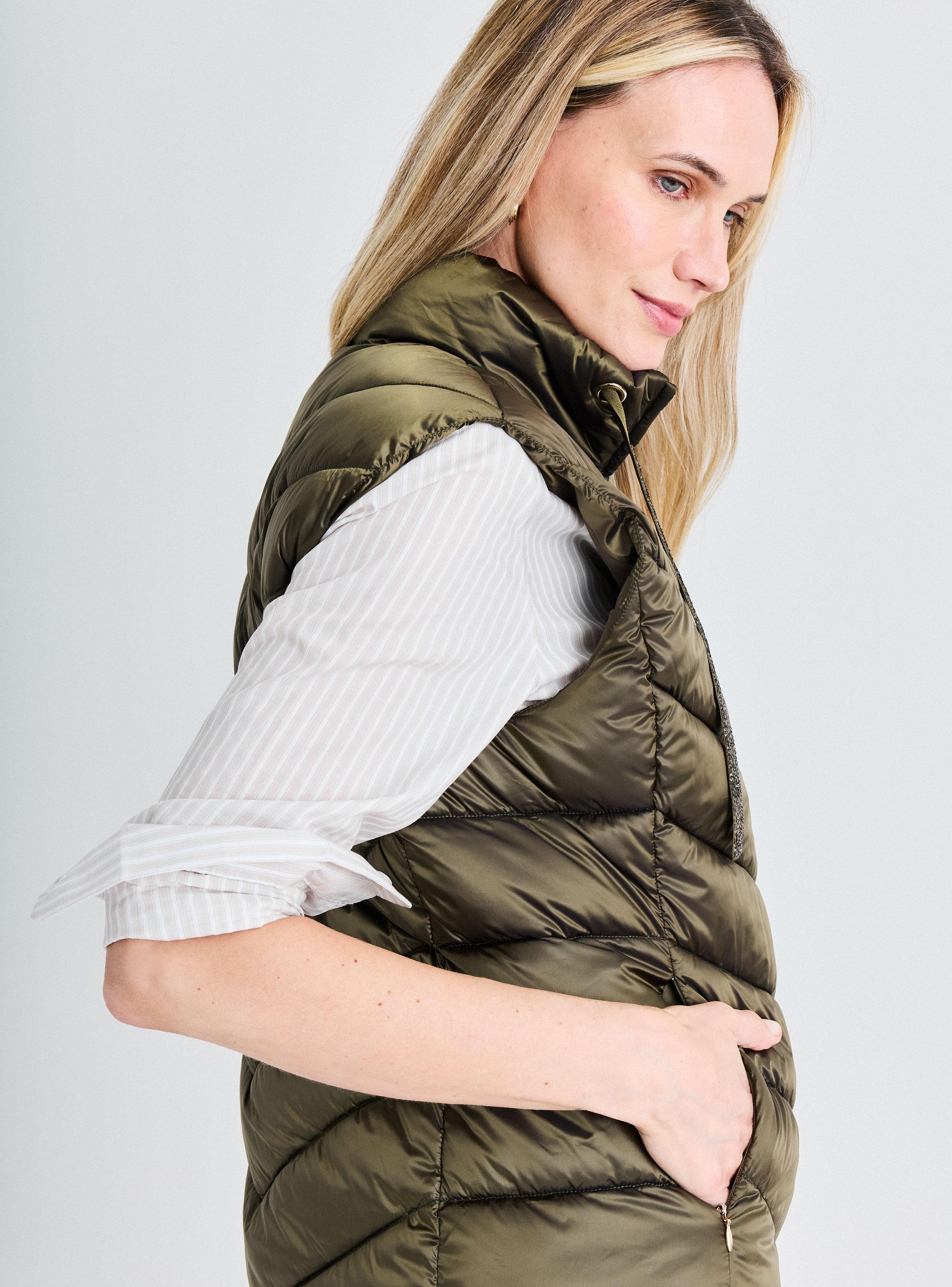 Parka sin Mangas Cordón Cuello con Piedras Decorativas-3
