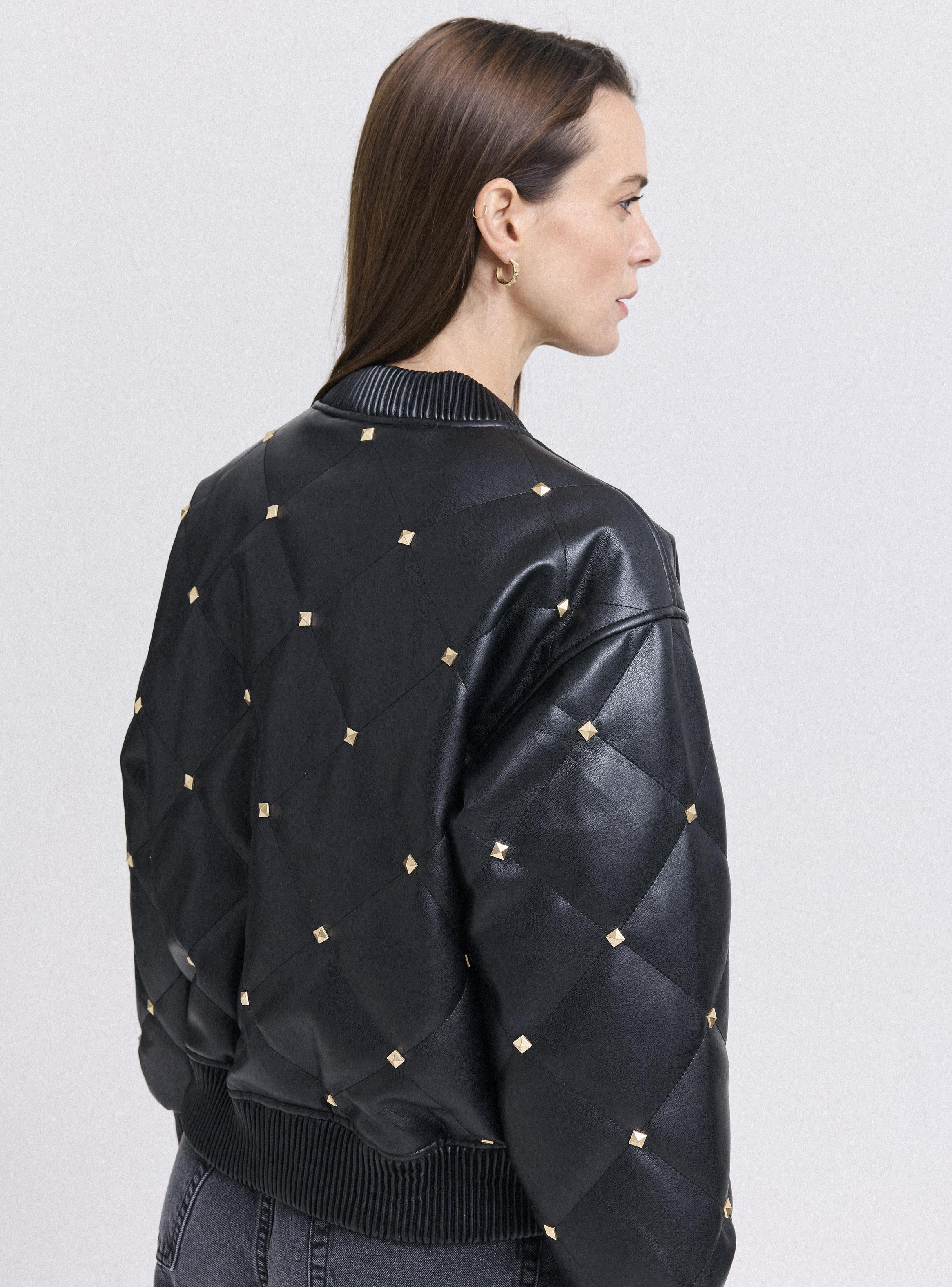 Chaqueta Bomber Quilt con Tachas-3