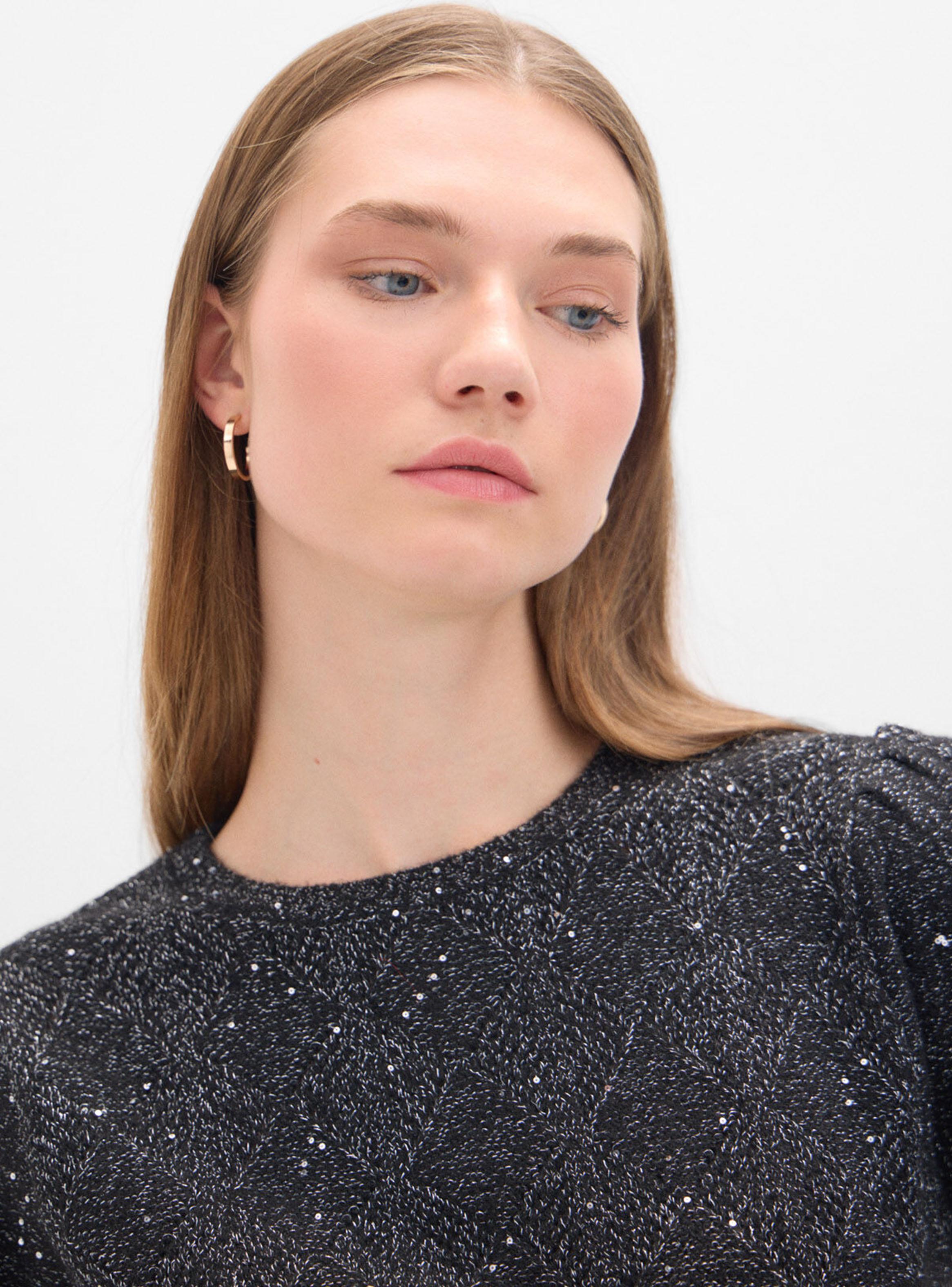 Sweater Cuello Redondo Detalle Brillo-2