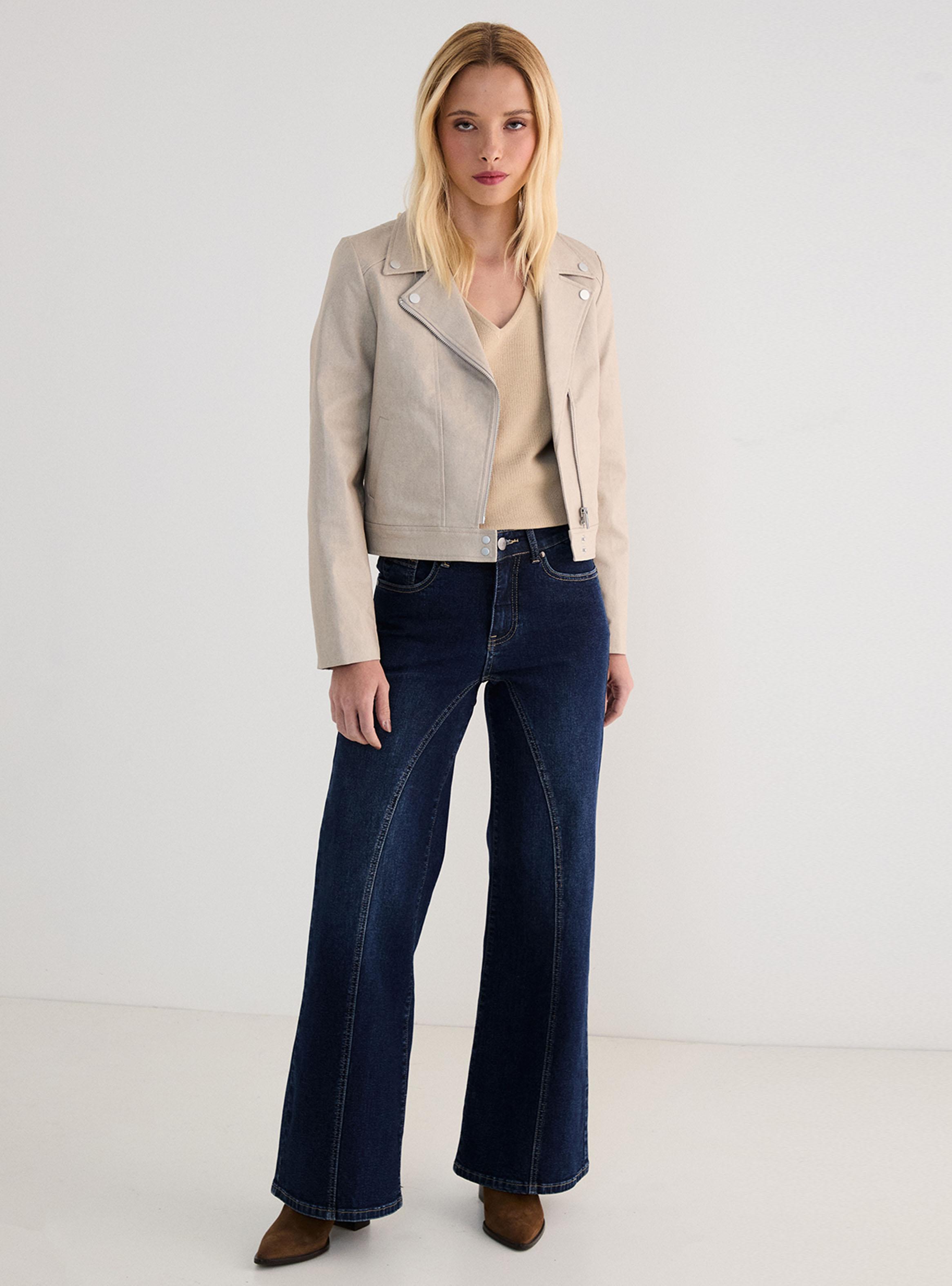 Chaqueta Biker Lisa Corta con Bolsillos -3