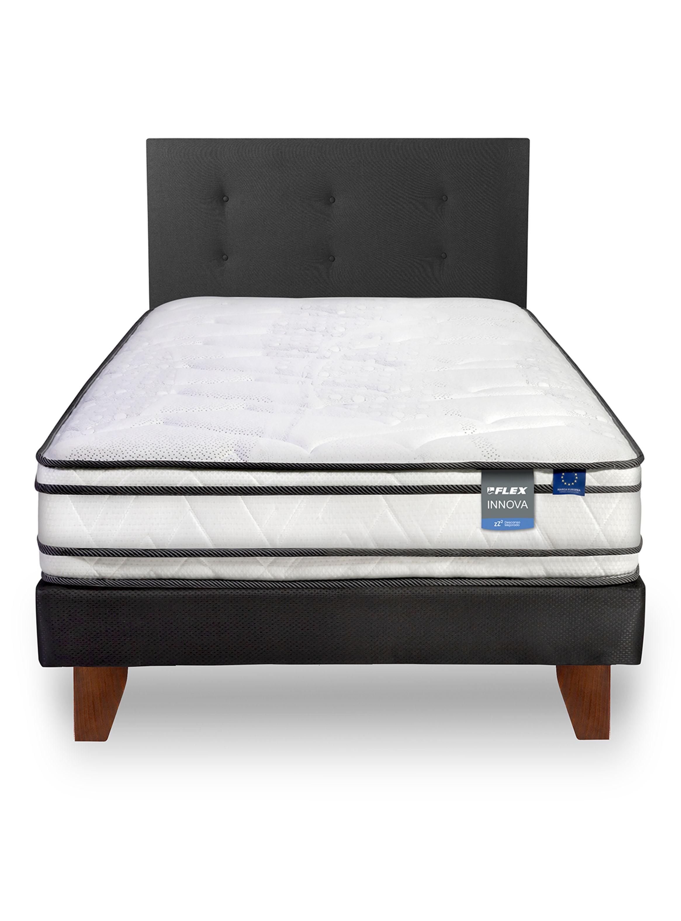 Cama Europea Innova 1 Plaza Box + Respaldo Royal Negro-2