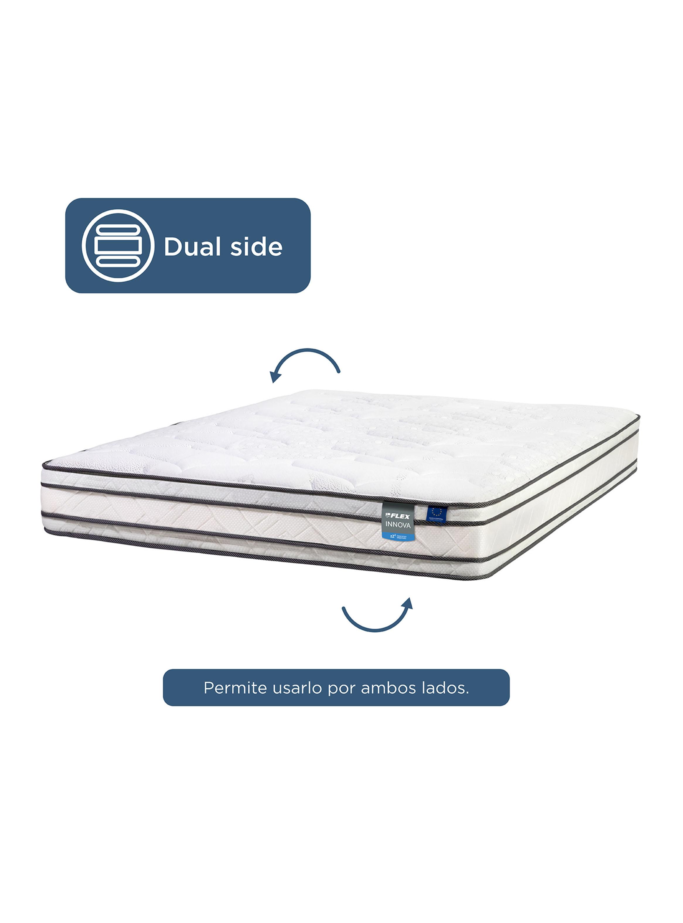 Cama Europea Innova 2 Plazas Box Base Dividida + Respaldo Royal Negro-3