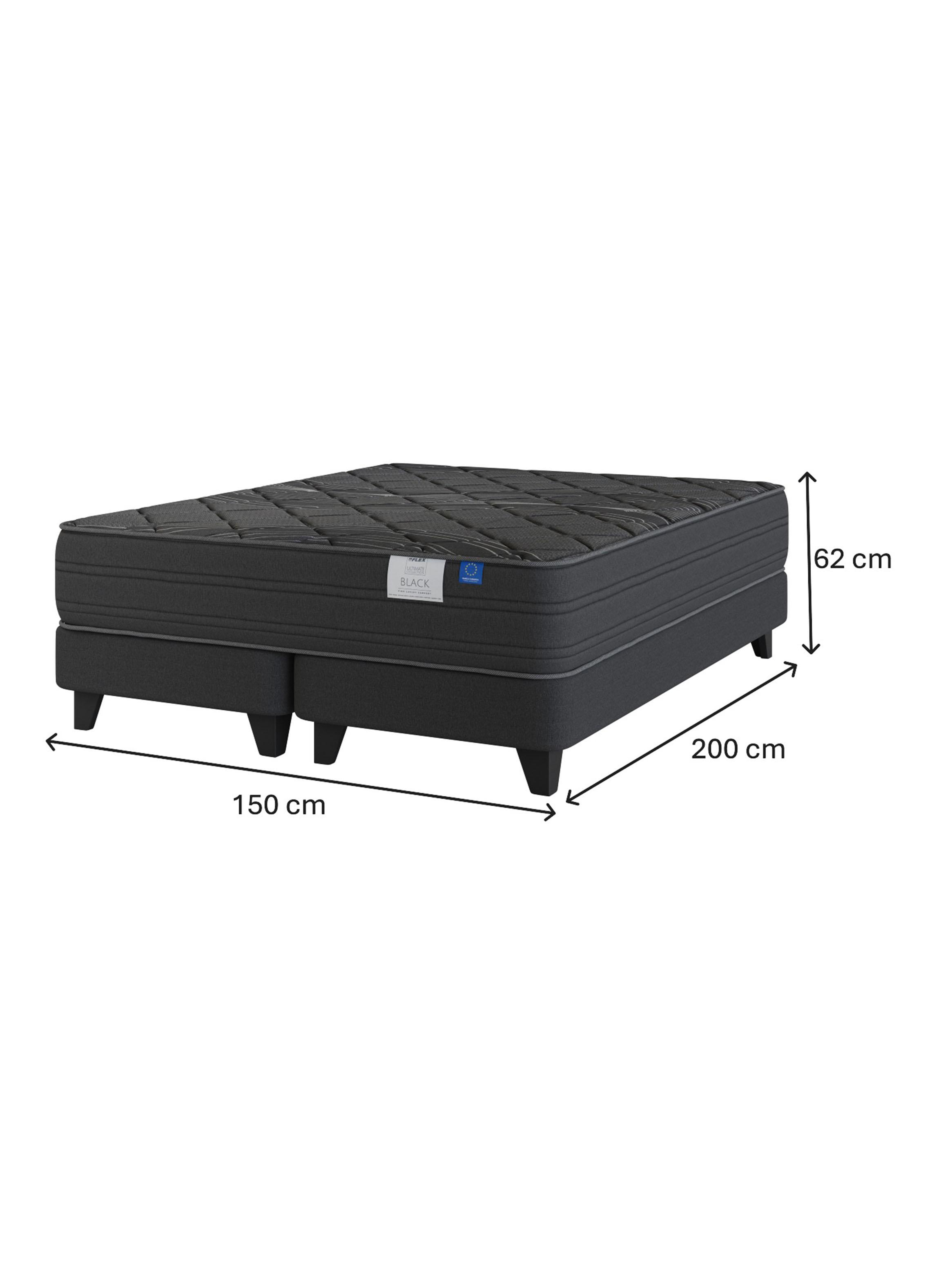 Cama Europea 2 Plazas Black Base Dividida Respaldo + Almohadas-1