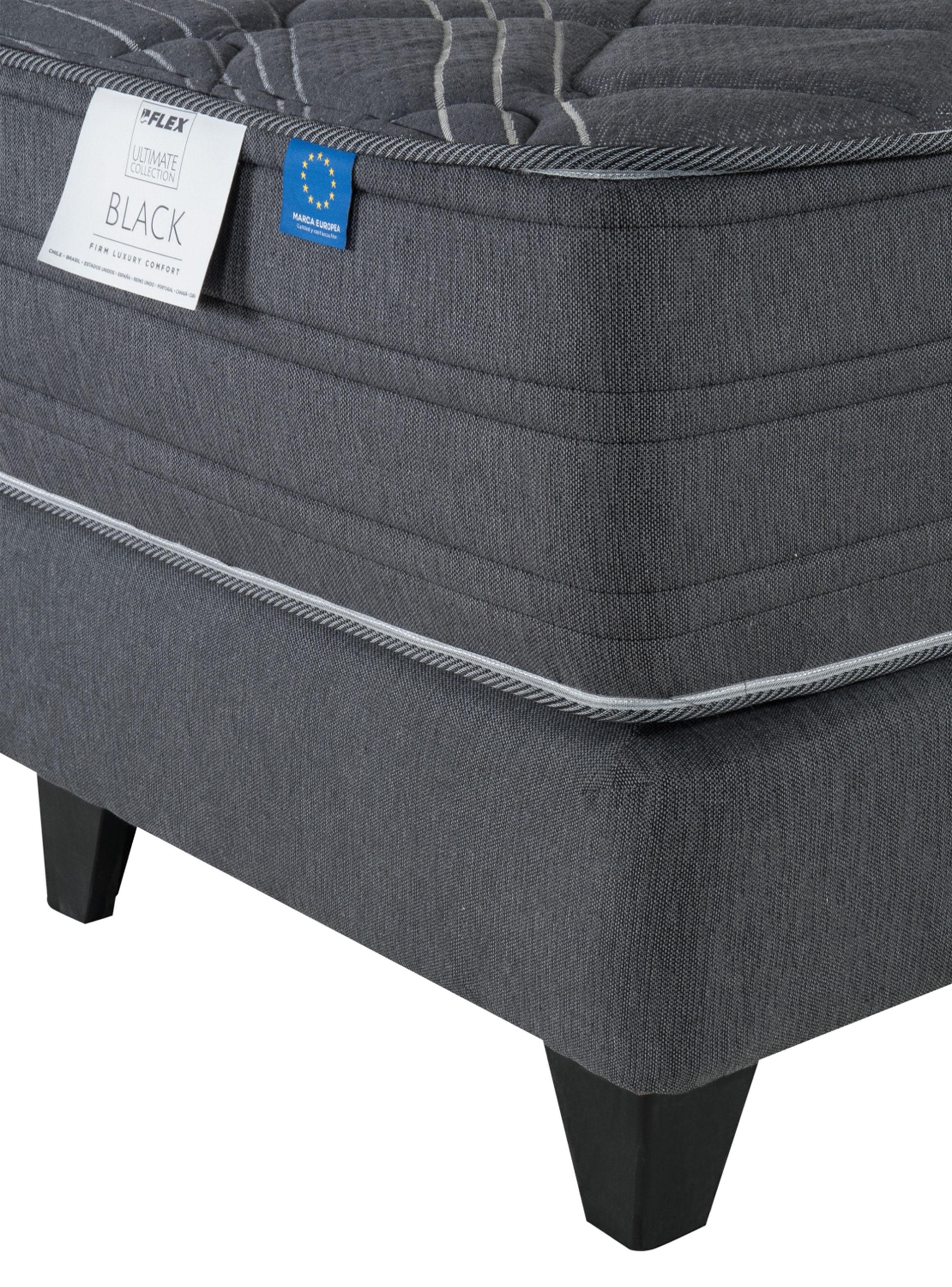 Cama Europea 2 Plazas Black Base Dividida Respaldo + Almohadas-4