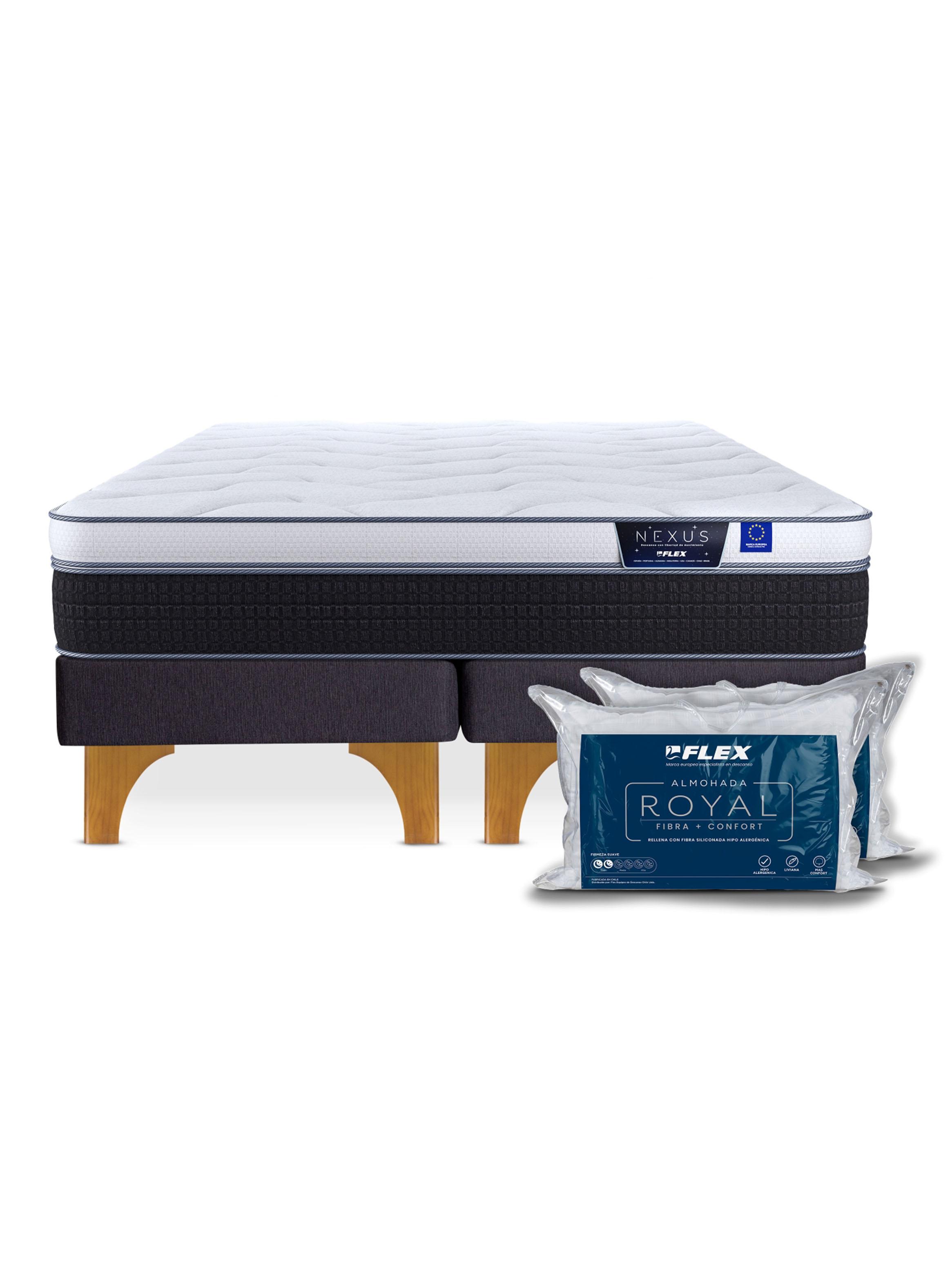 Cama Europea Nexus 2 Plazas Box Base Dividida + 2 Almohadas Royal-2