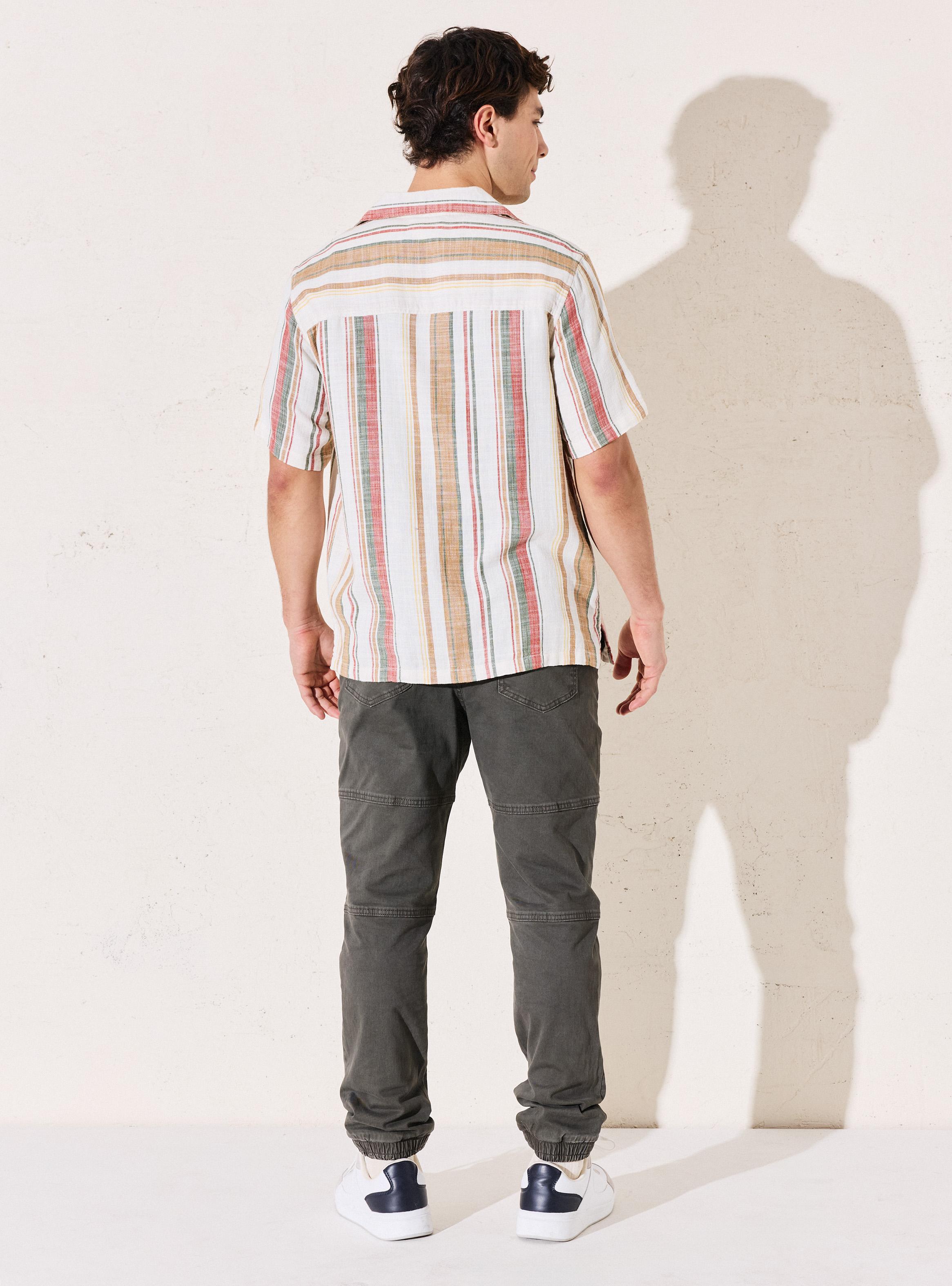 Camisa Tejida Rayada y manga corta-5